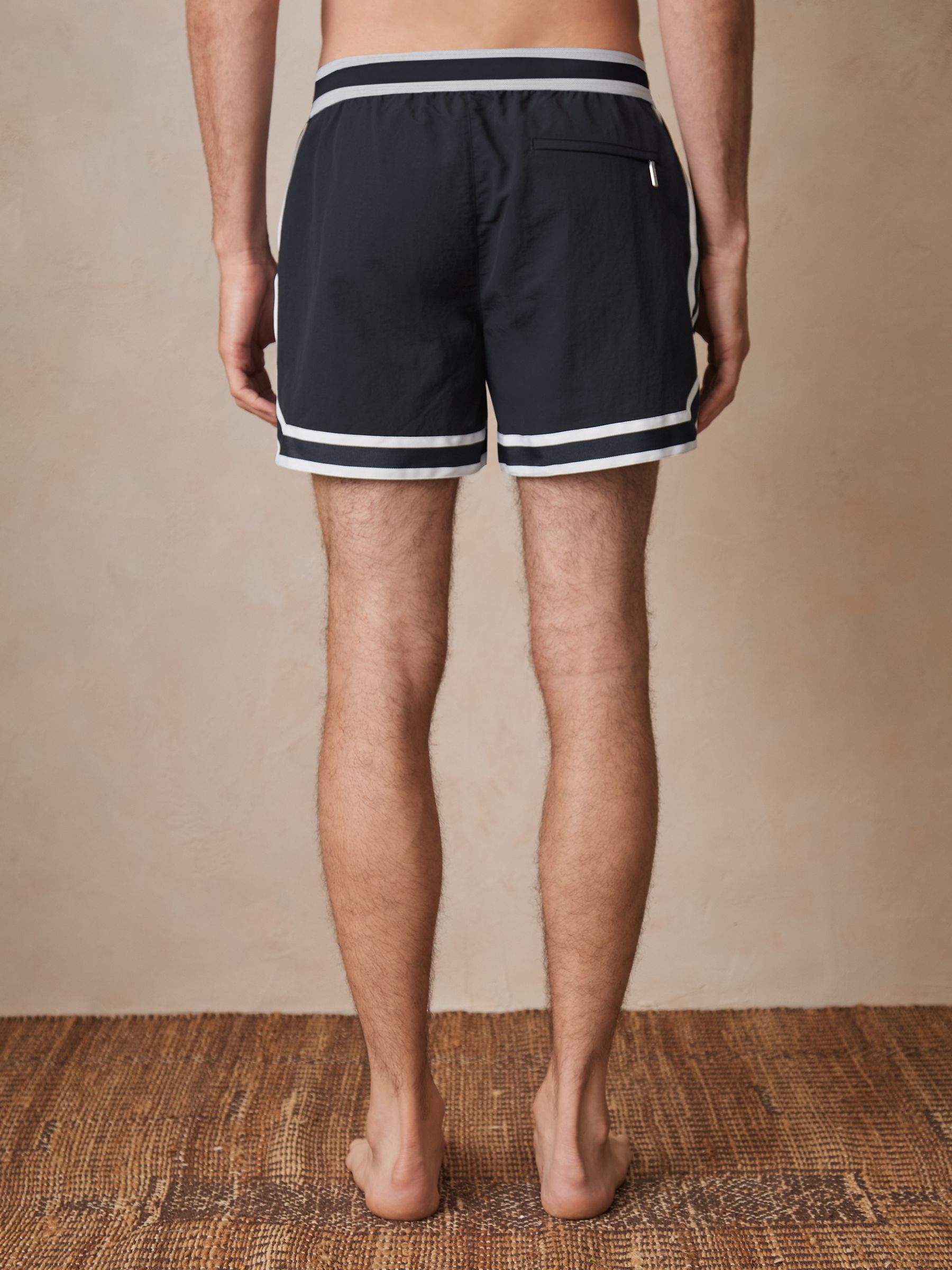 Reiss | Ché Stripe-Trim Swim Shorts in Navy