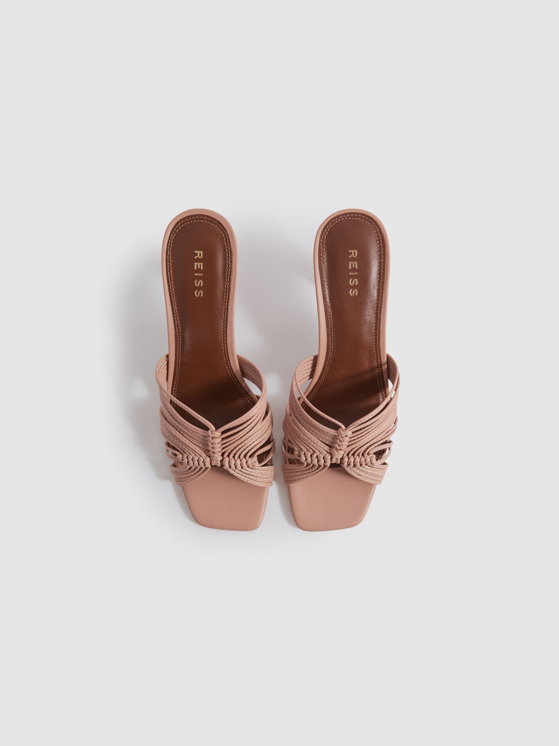 Leather Knot Detail Mules in Blush