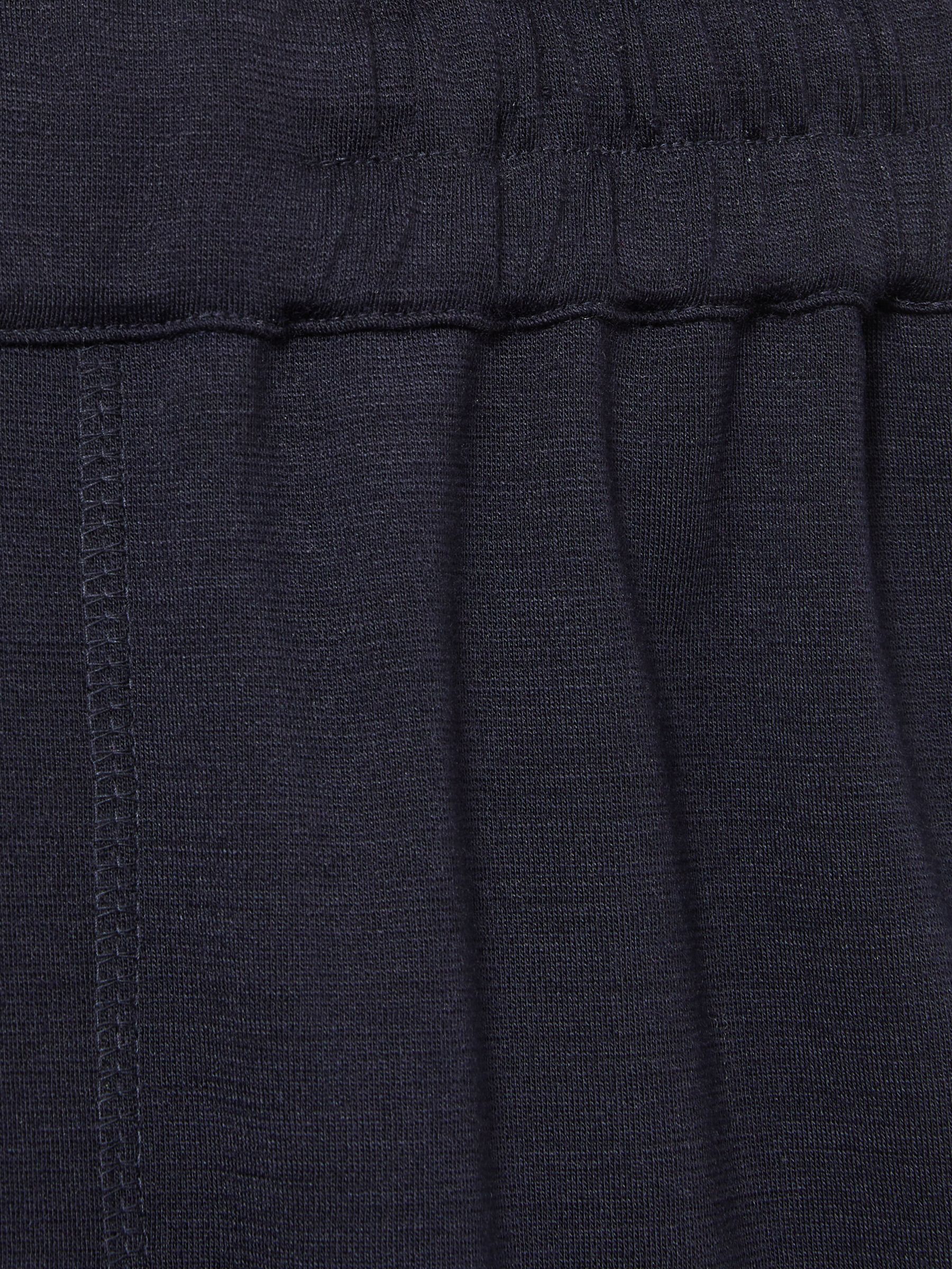 Wool-Blend Ruched Jersey Midi Skirt in Navy