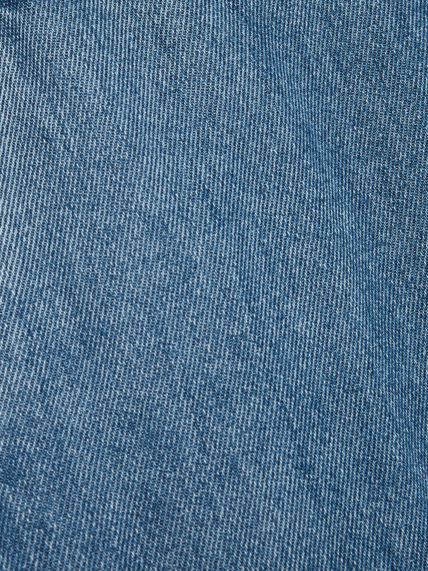 Denim-Look Wide-Leg Trousers in Mid Blue