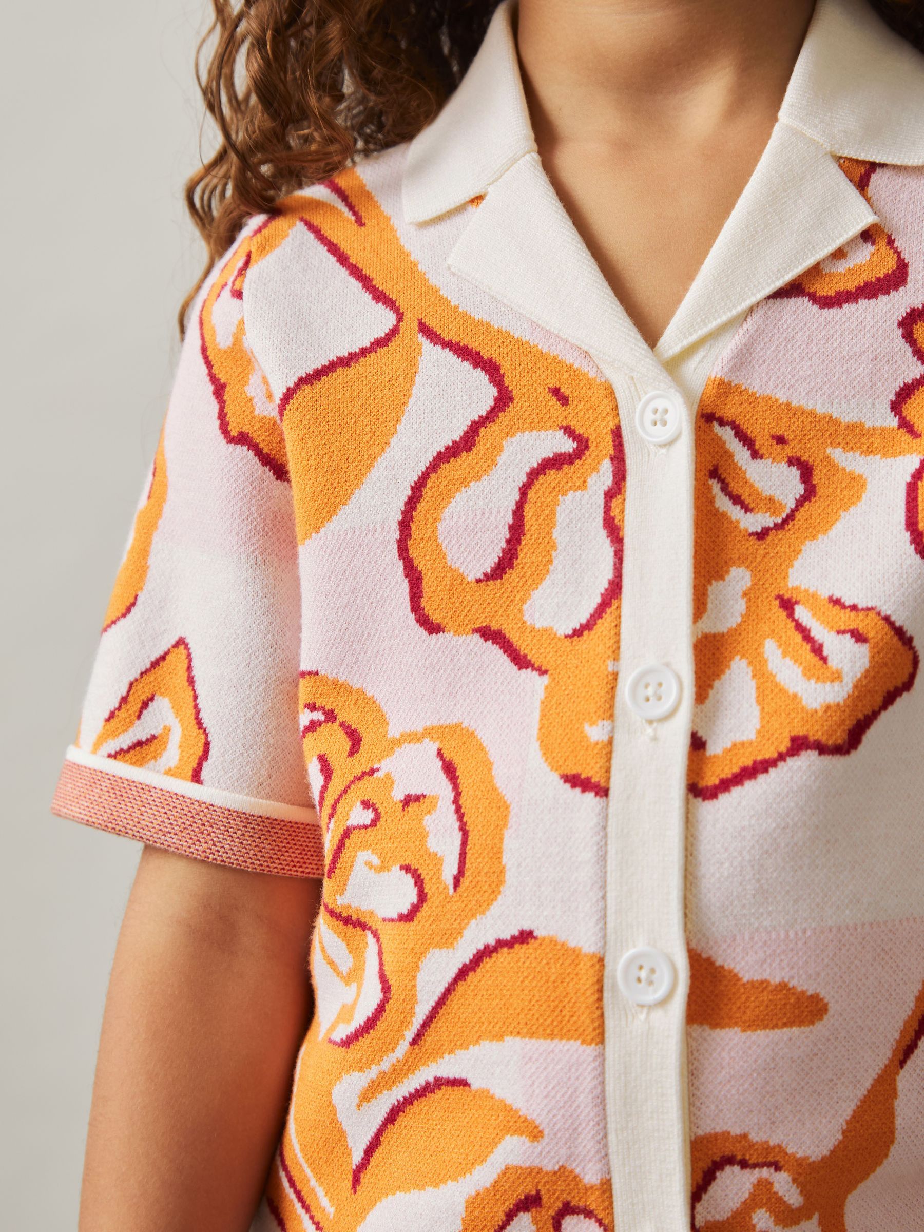 4-9 yrs Floral Intarsia Knit Top in Pink