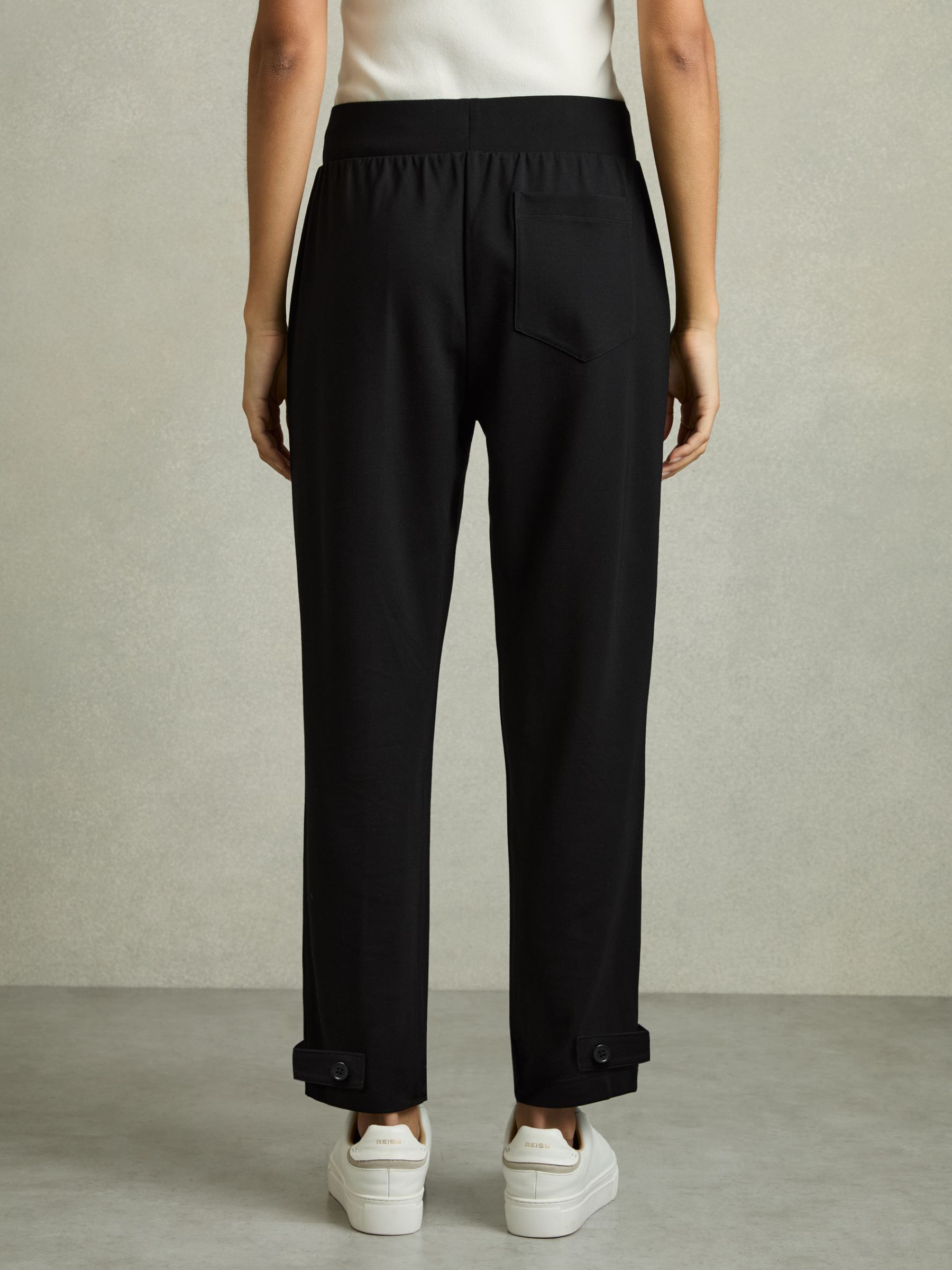 Drawstring Tapered Jersey Joggers in Black/Charcoal