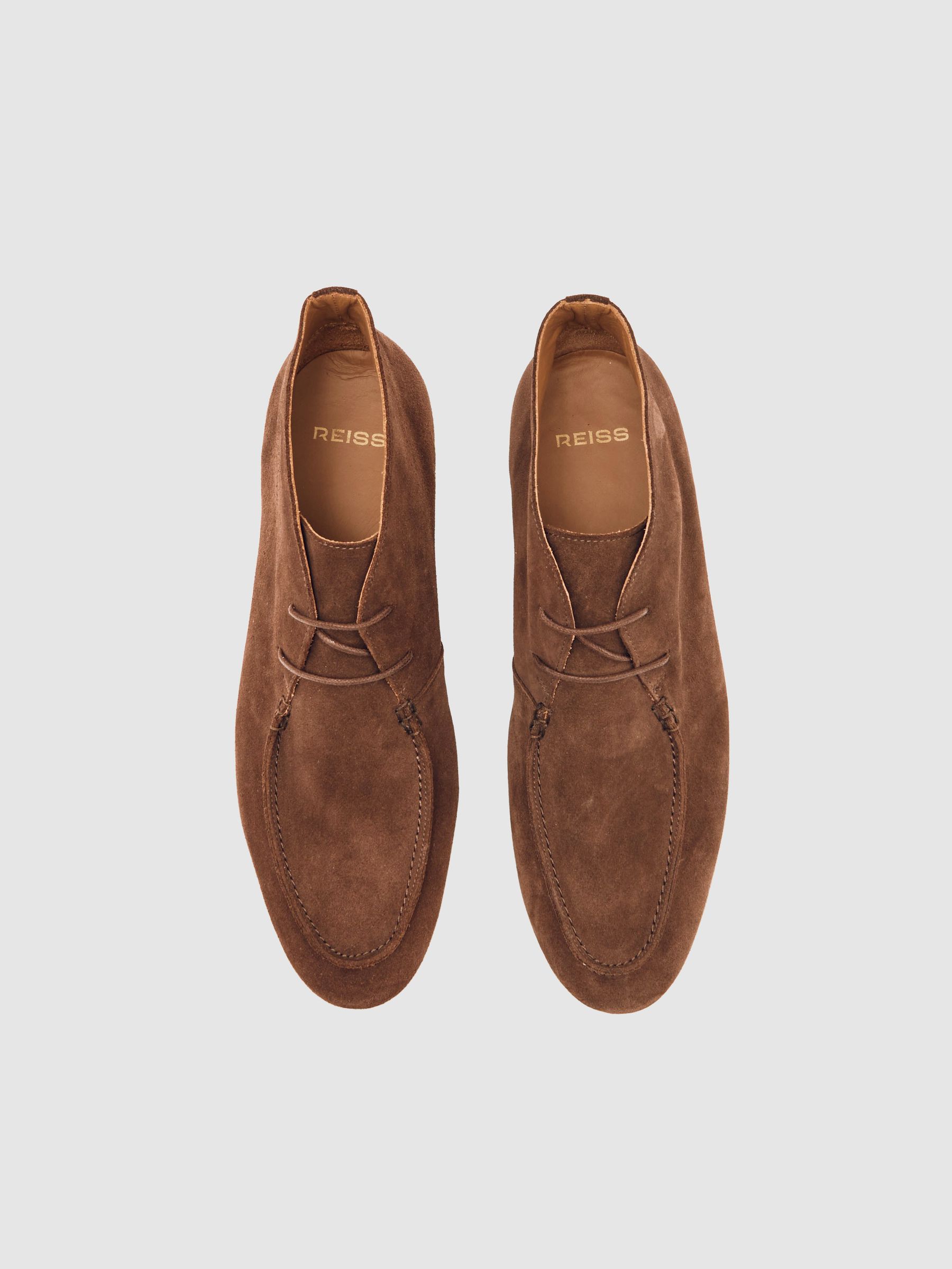 Suede Lace-Up Chukka Boots in Chocolate Brown