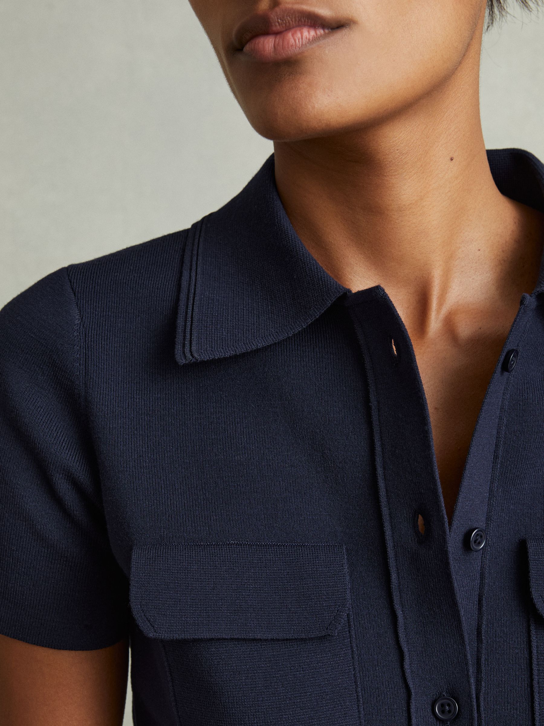 Knitted Polo Shirt in Navy