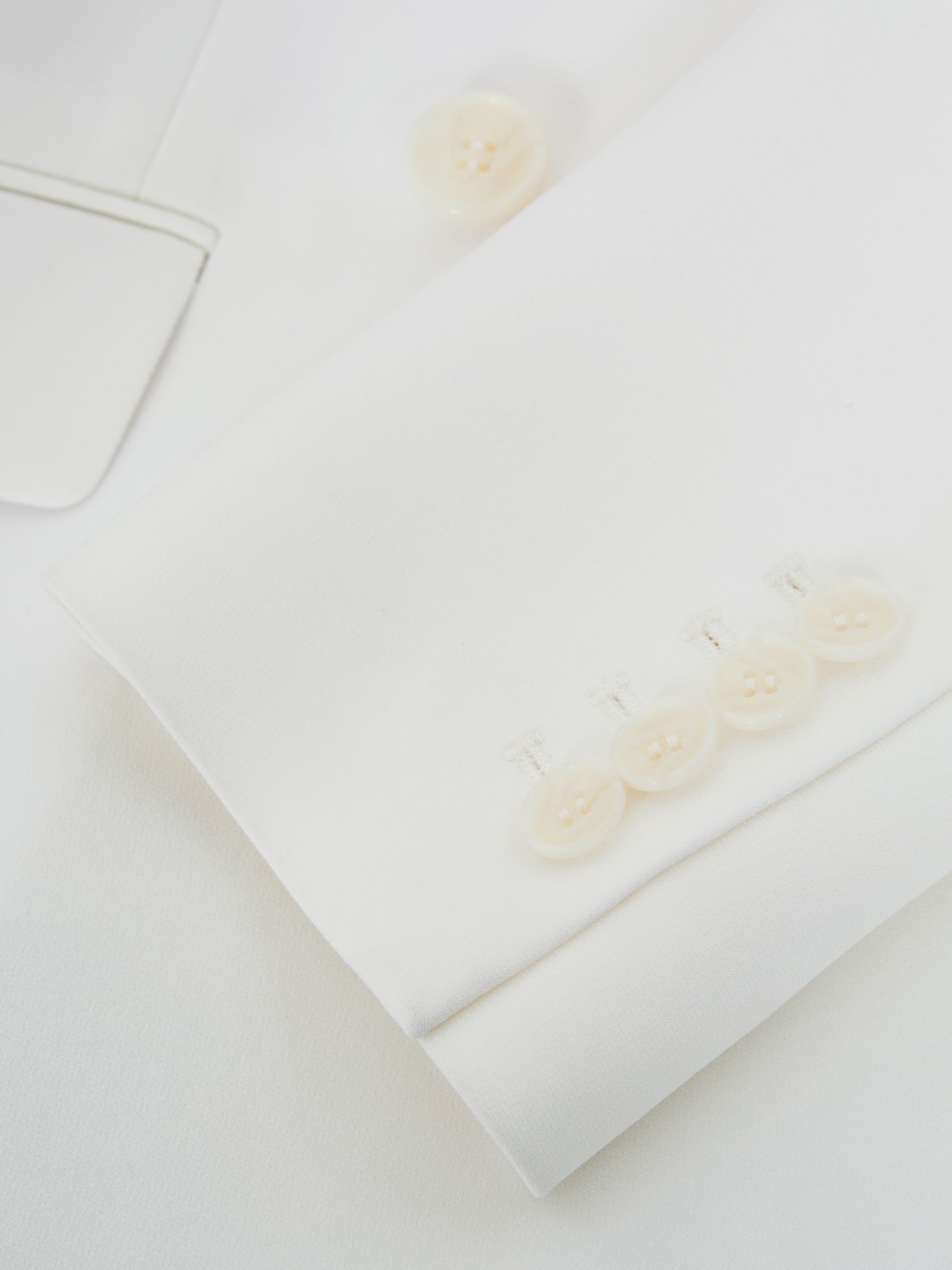 Petite Double Breasted Crepe Suit Blazer in White