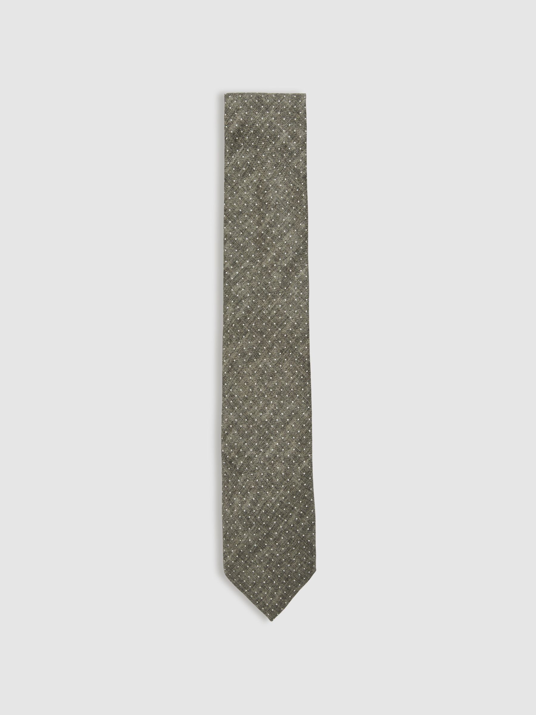 Silk Pin-Dot Tie in Olive