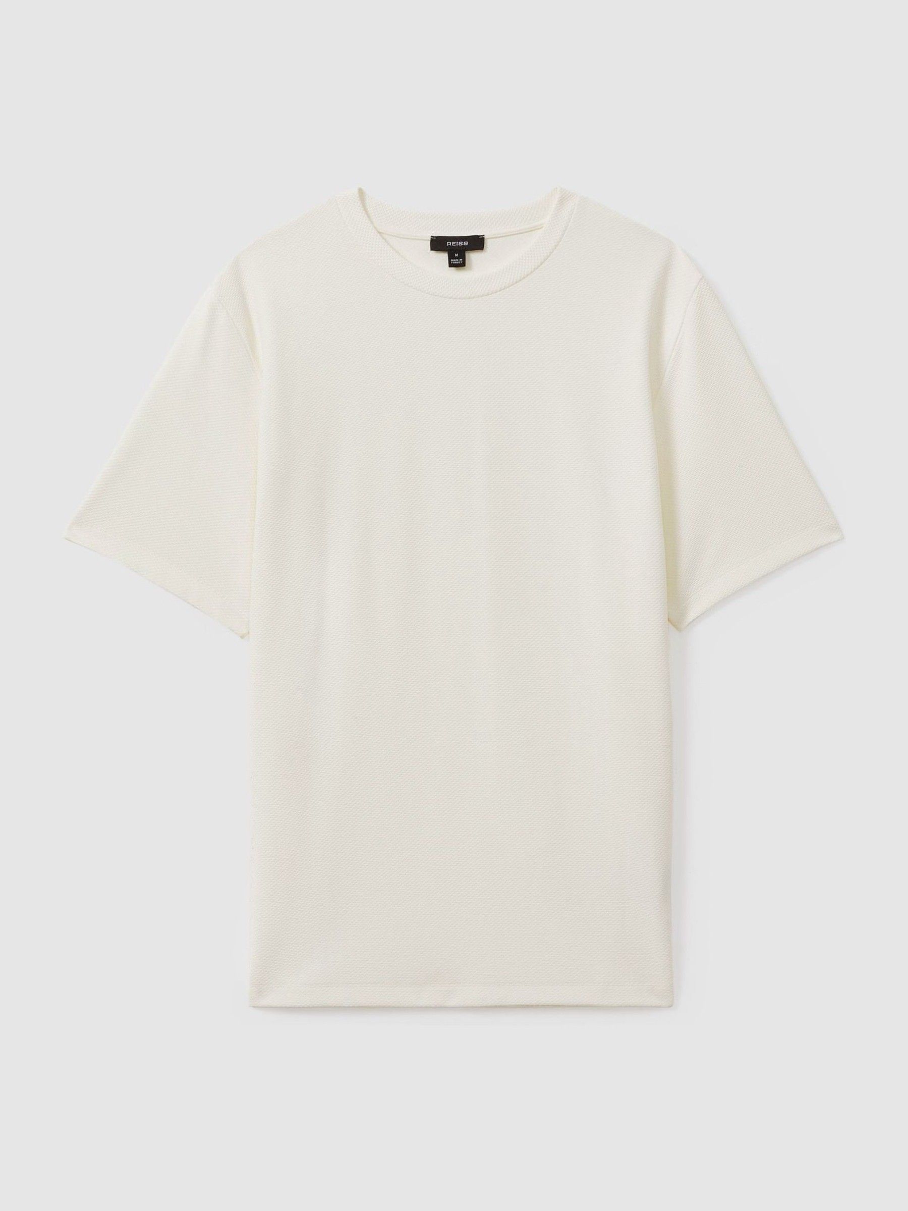 Textured Crew-Neck T-Shirt in Off White