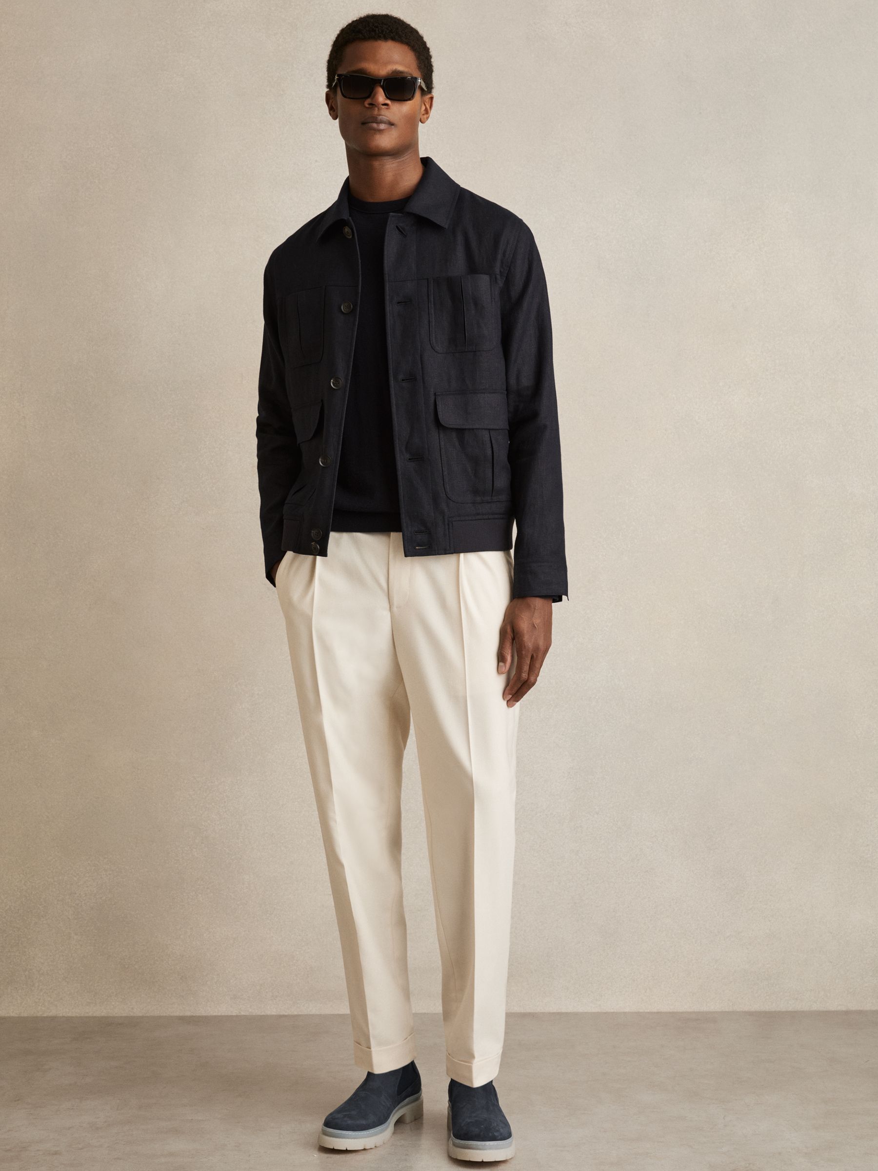 Suede Contrast Sole Chelsea Boots in Dark Navy