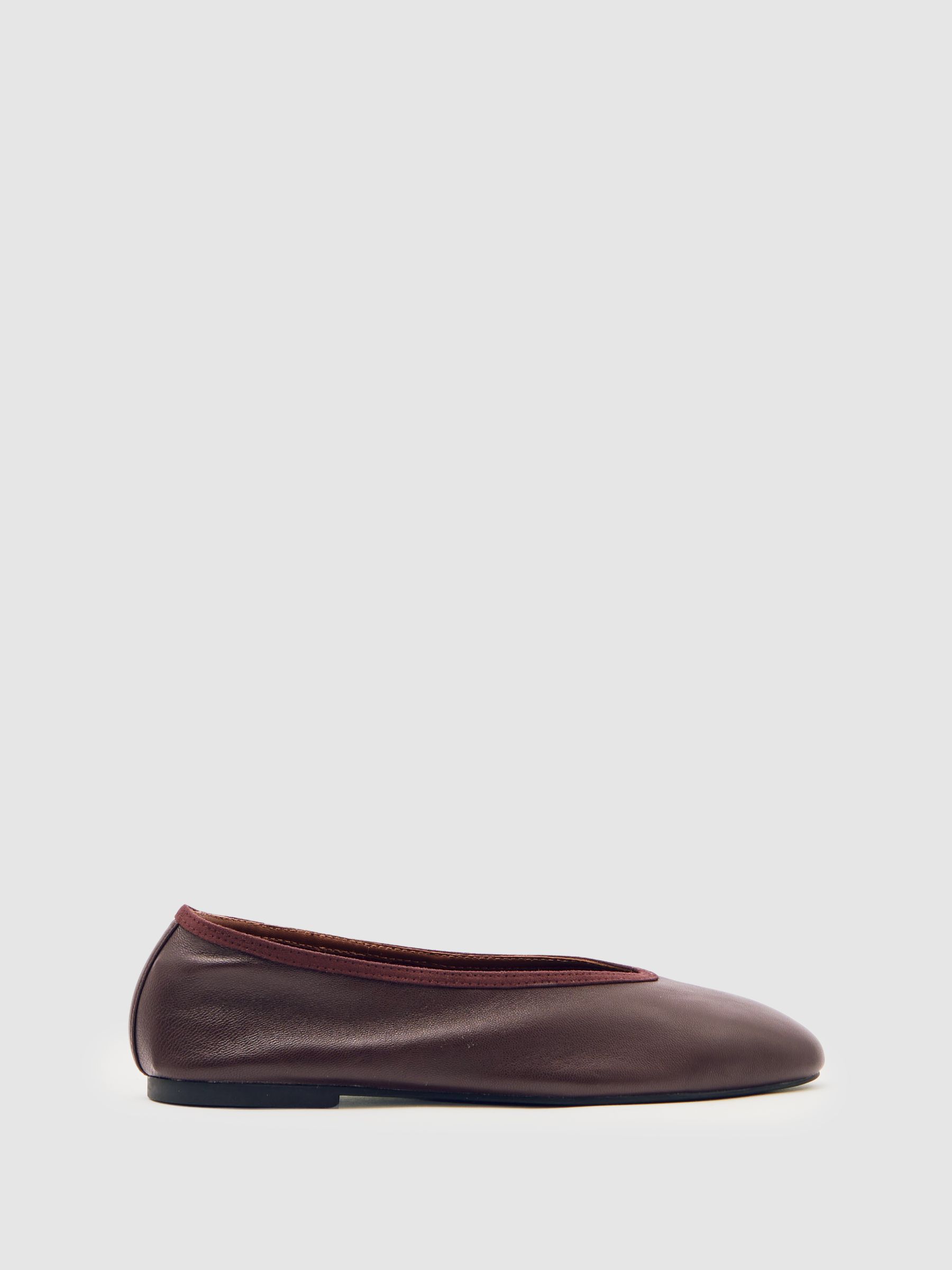 Nappa Leather Ballet Flats in Oxblood