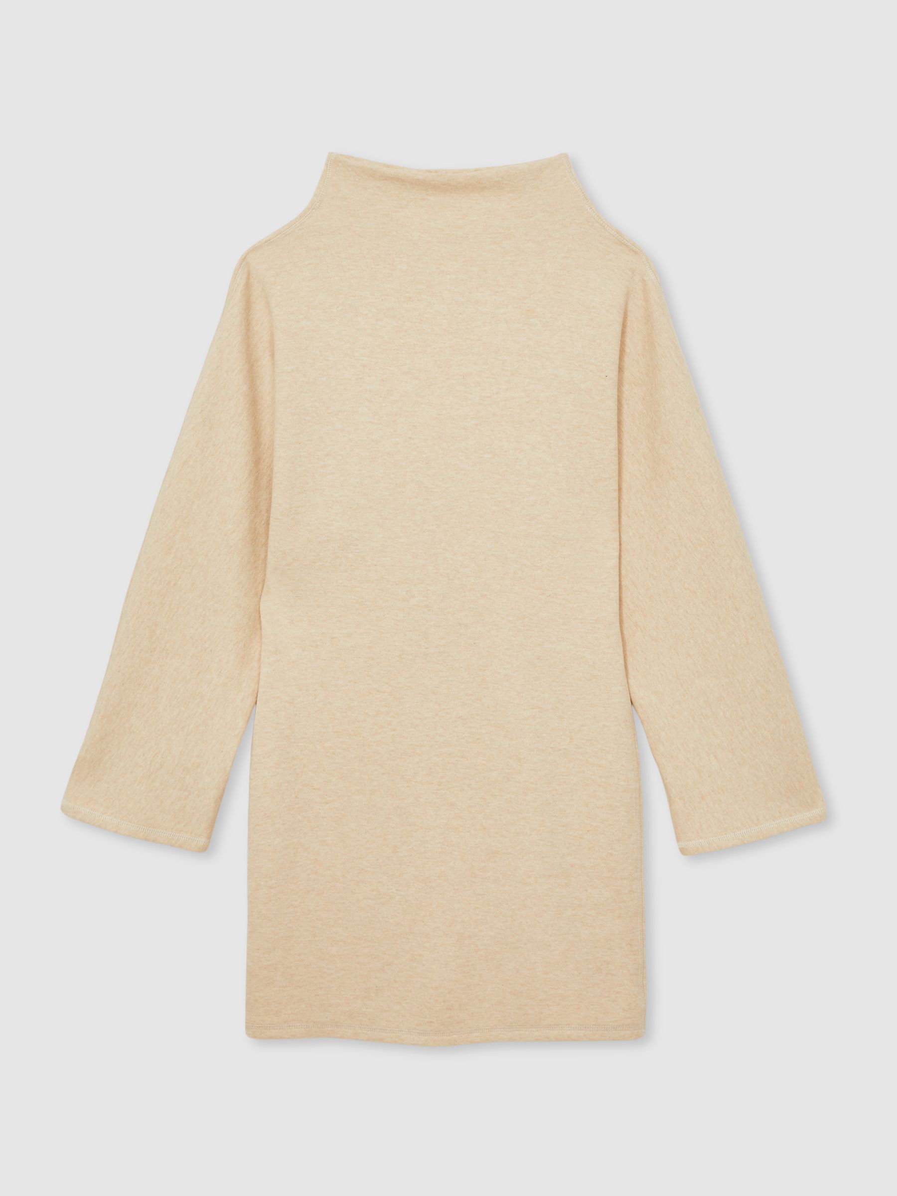 Cotton-Blend Jersey Funnel-Neck Dress in Cream