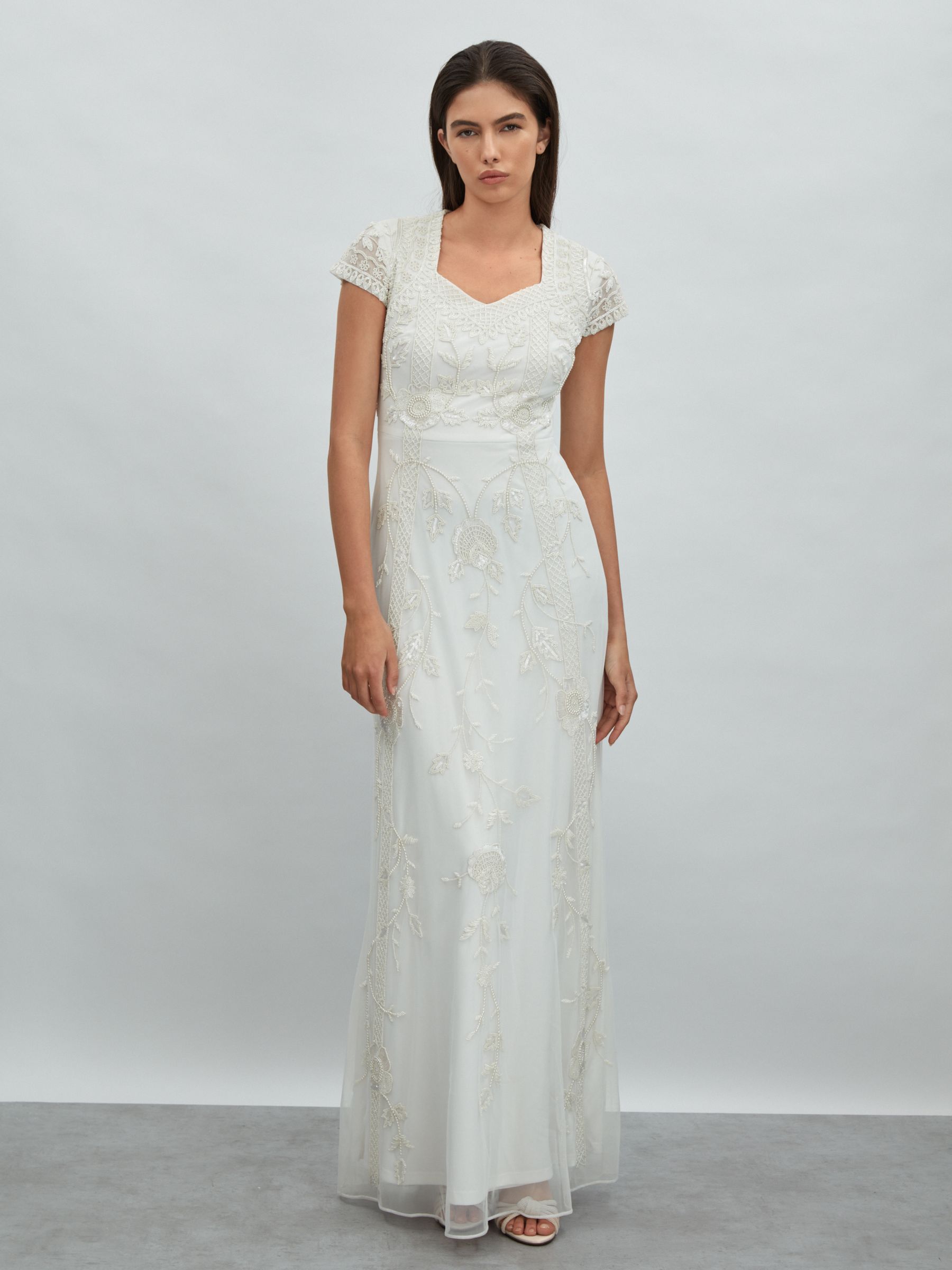 Raishma Floral Beaded Maxi Dress in Ivory