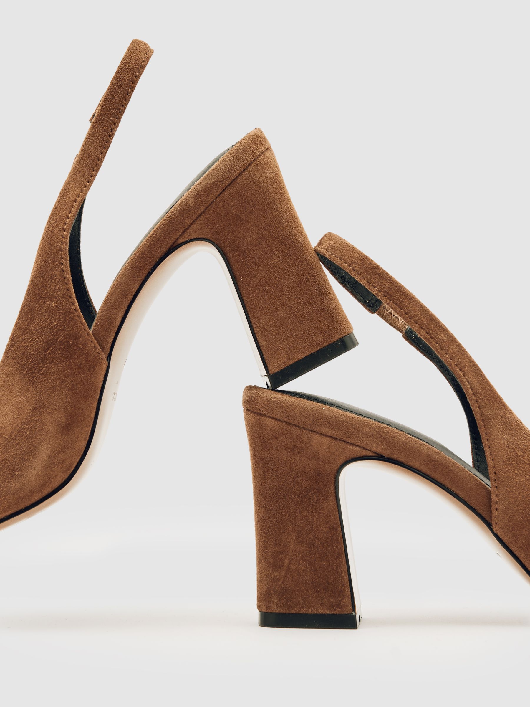 Suede Slingback Court Shoes in Tan