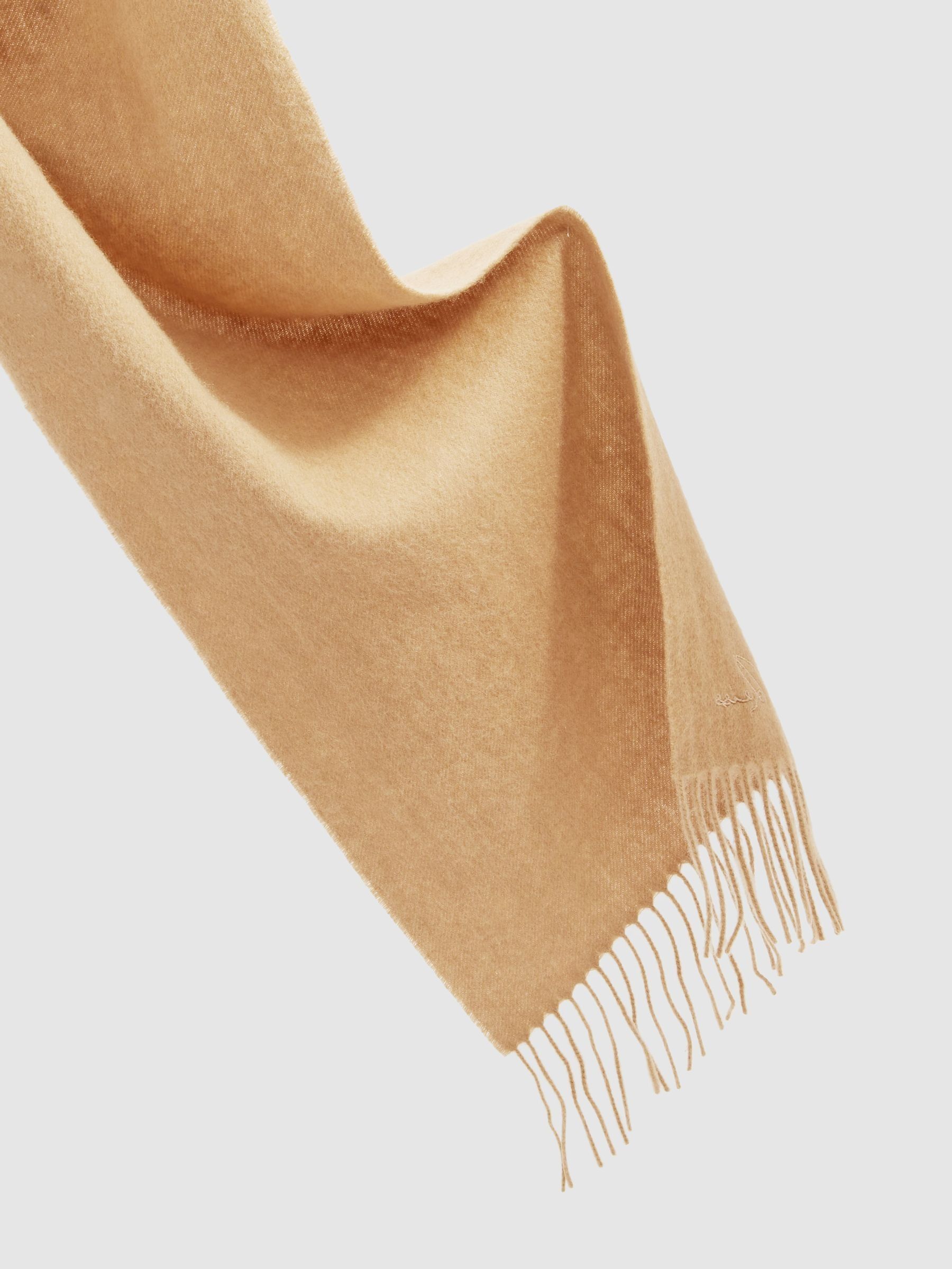 Wool and Cashmere Scarf in Soft Camel