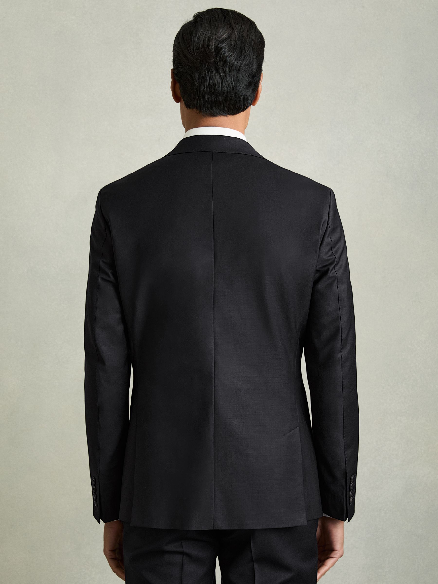 Regular-Fit Single-Breasted Wool-Blend Suit Blazer in Navy