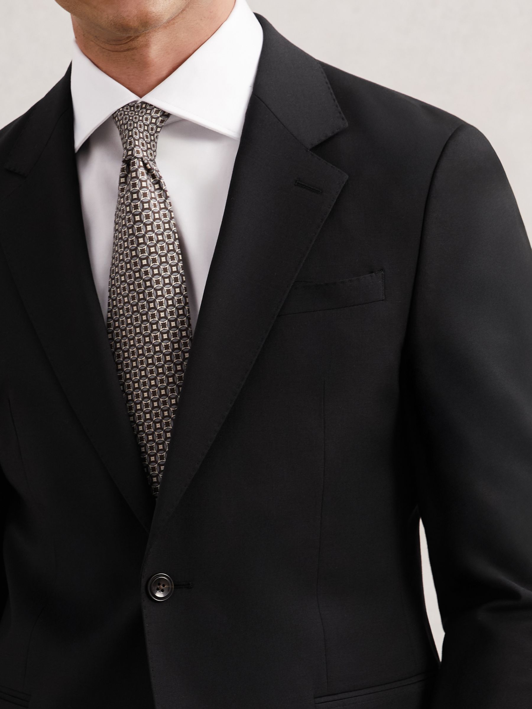 Wool-Blend Single-Breasted Suit Blazer Slim-Fit in Black