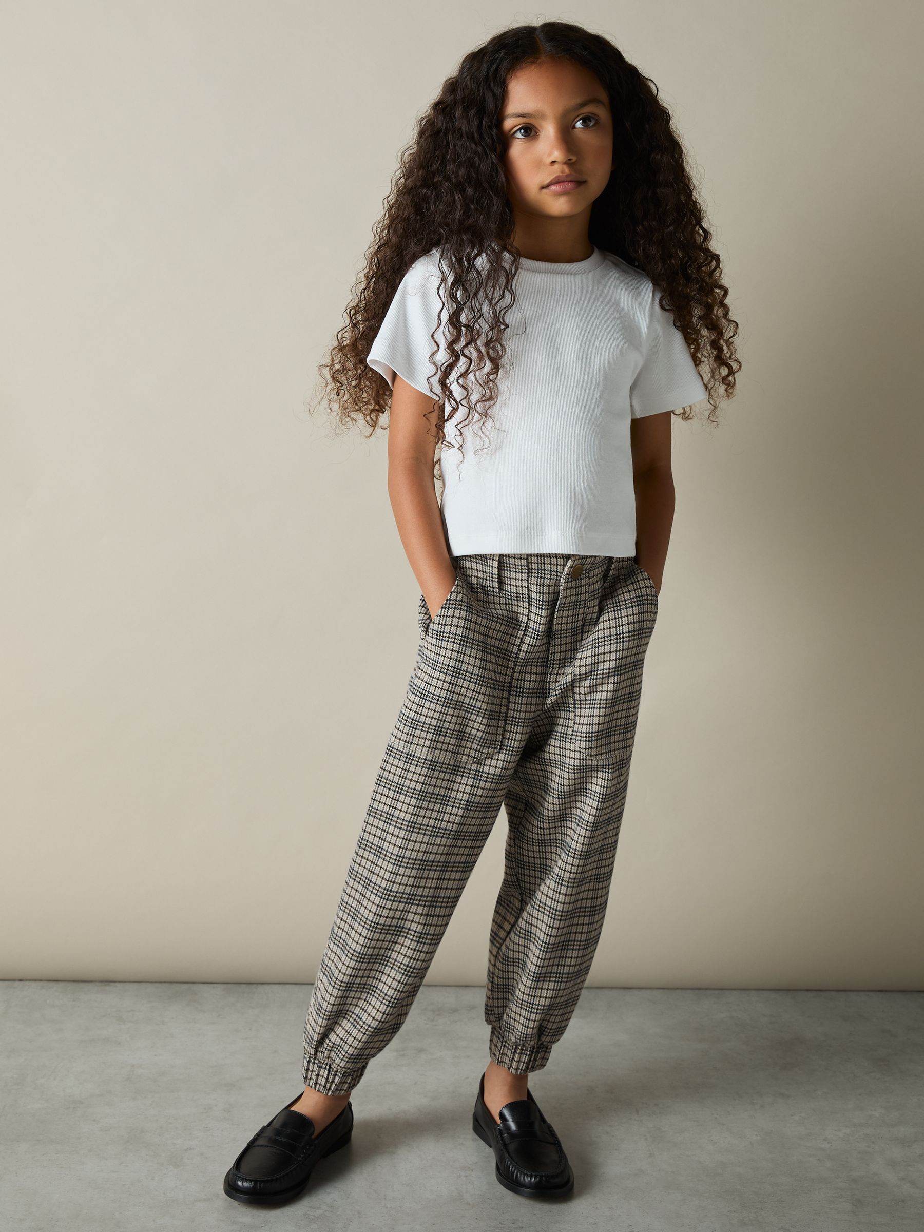 4-9 yrs Check Woven Joggers in Grey