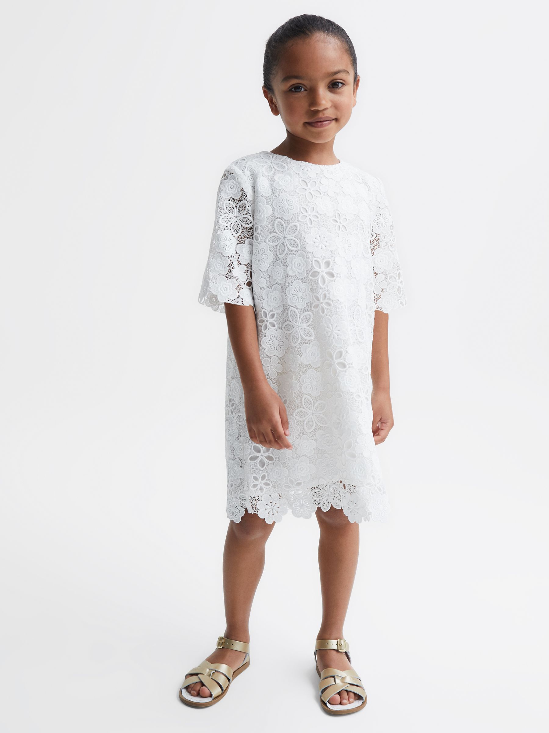 9-12 yrs Lace T-Shirt Dress in Ivory