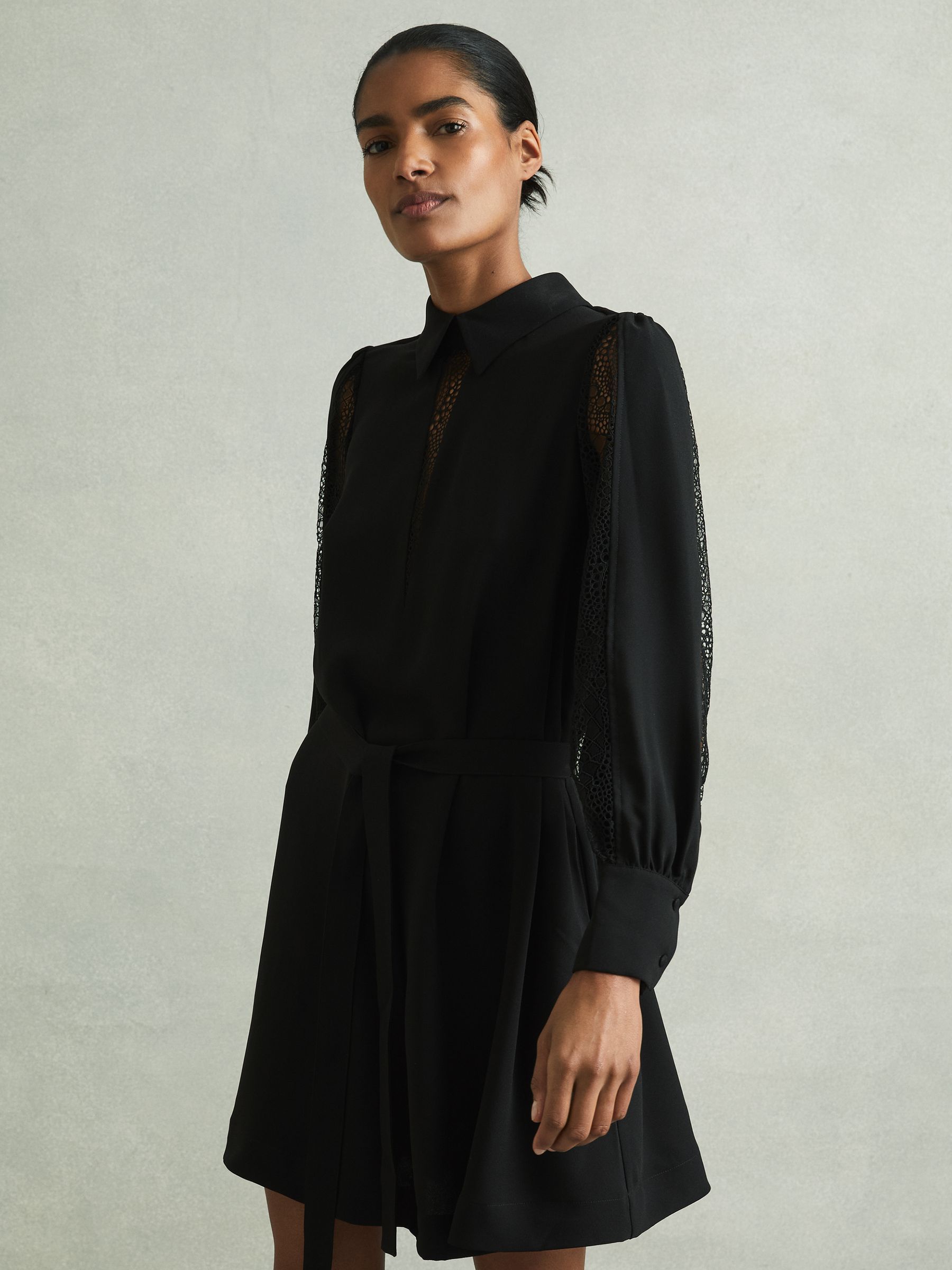 Reema Black Lace Insert Mini Dress