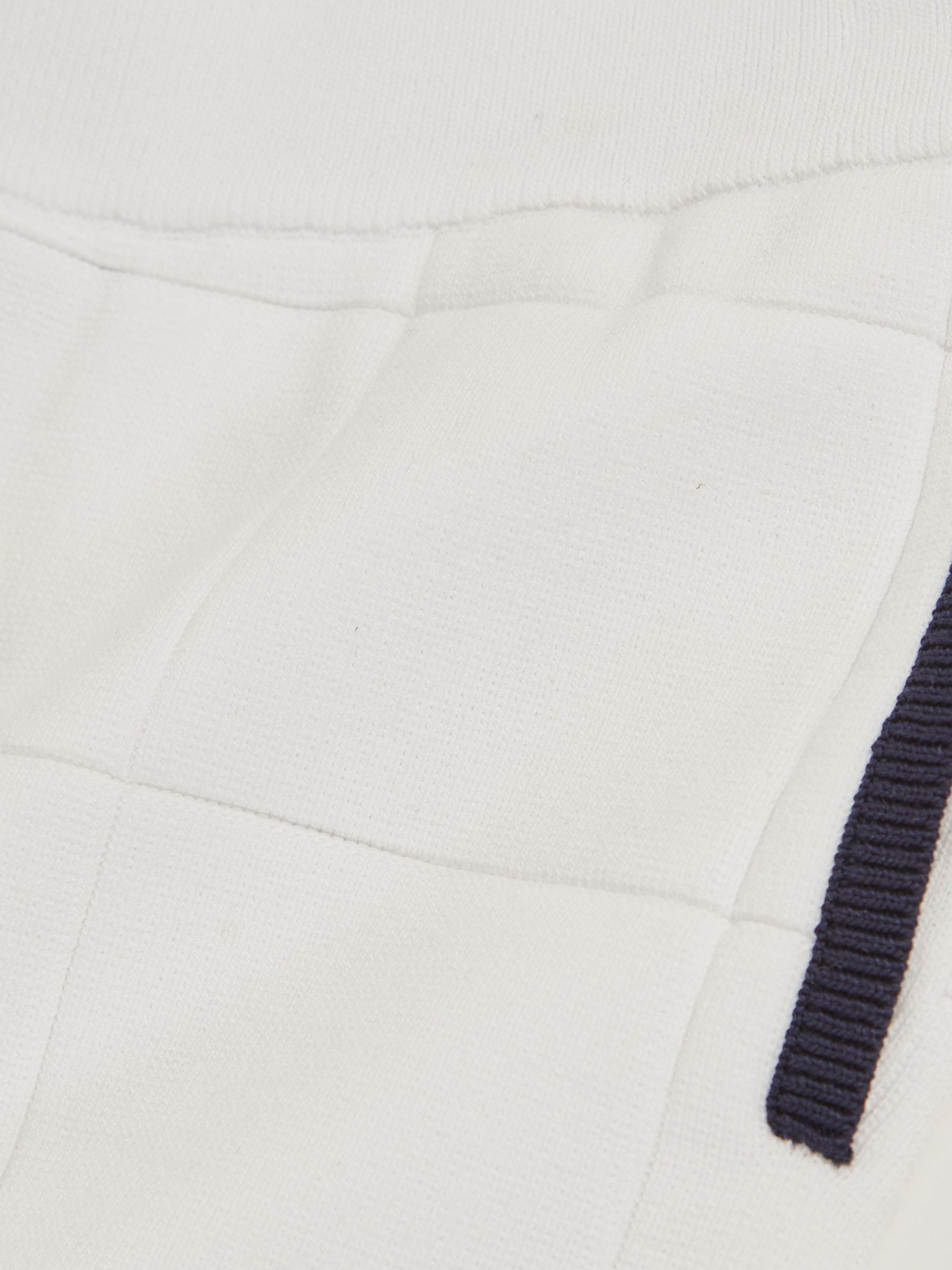 Tipped Knit Stitch-Detail Shorts in White/Navy