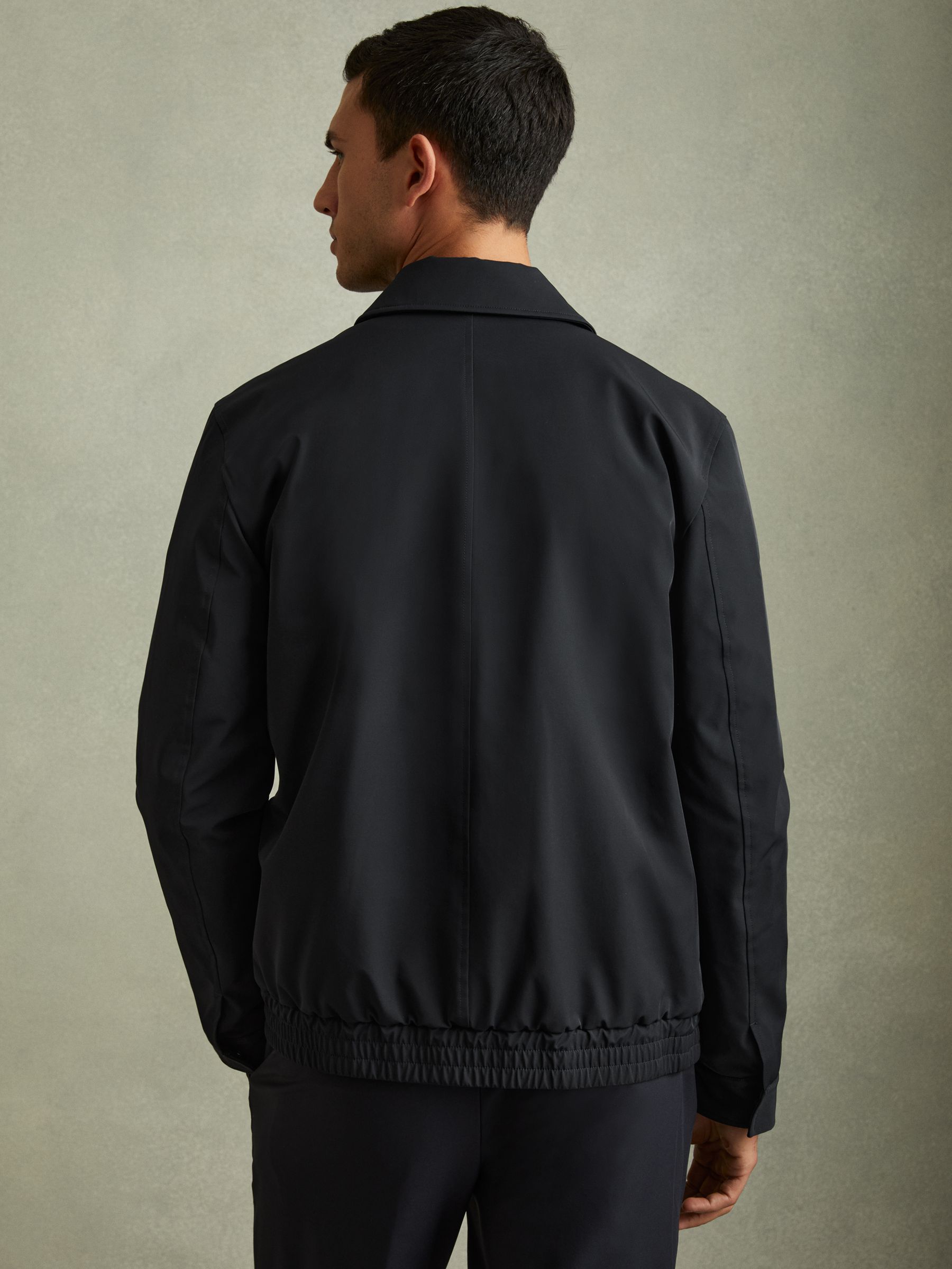Elasticated Hem Harrington Jacket in Navy
