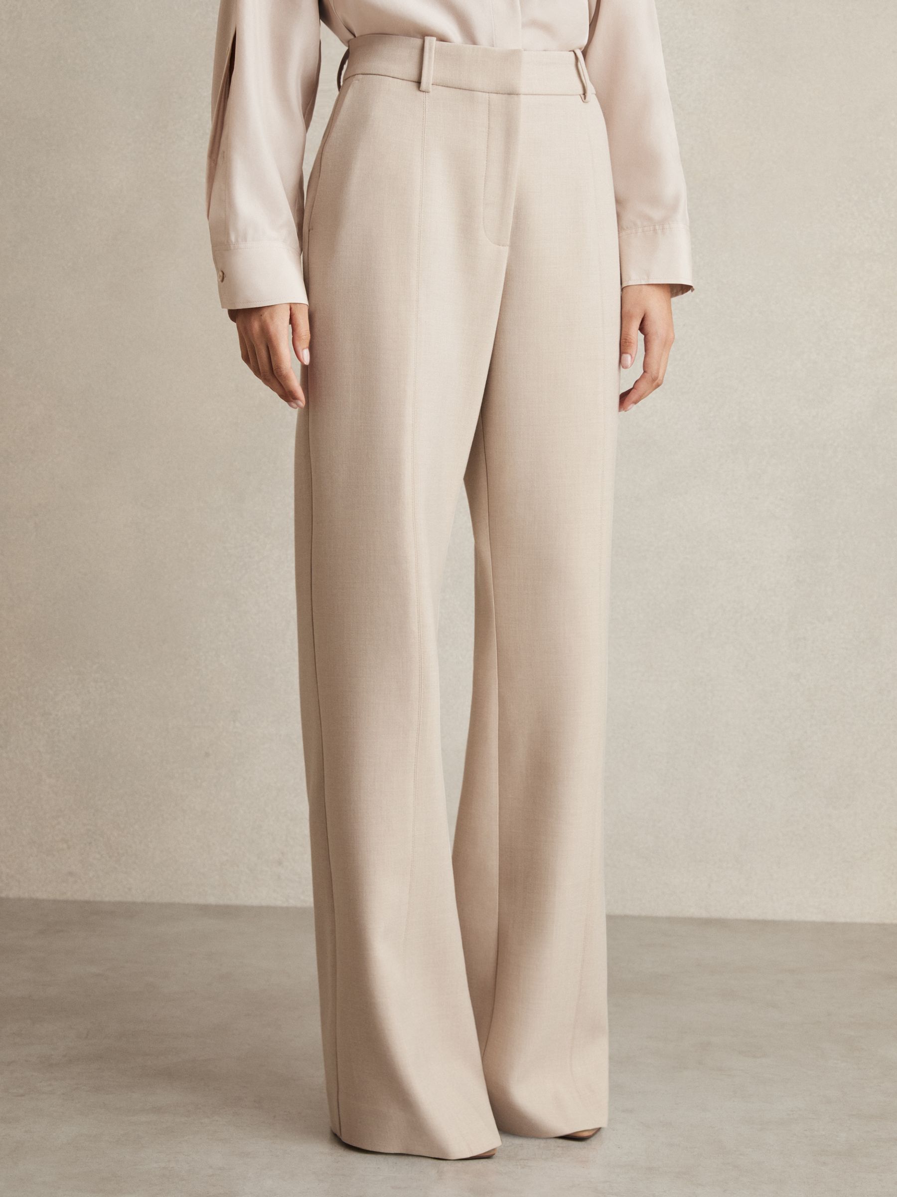 Petite Flared Tailored Trousers in Neutral