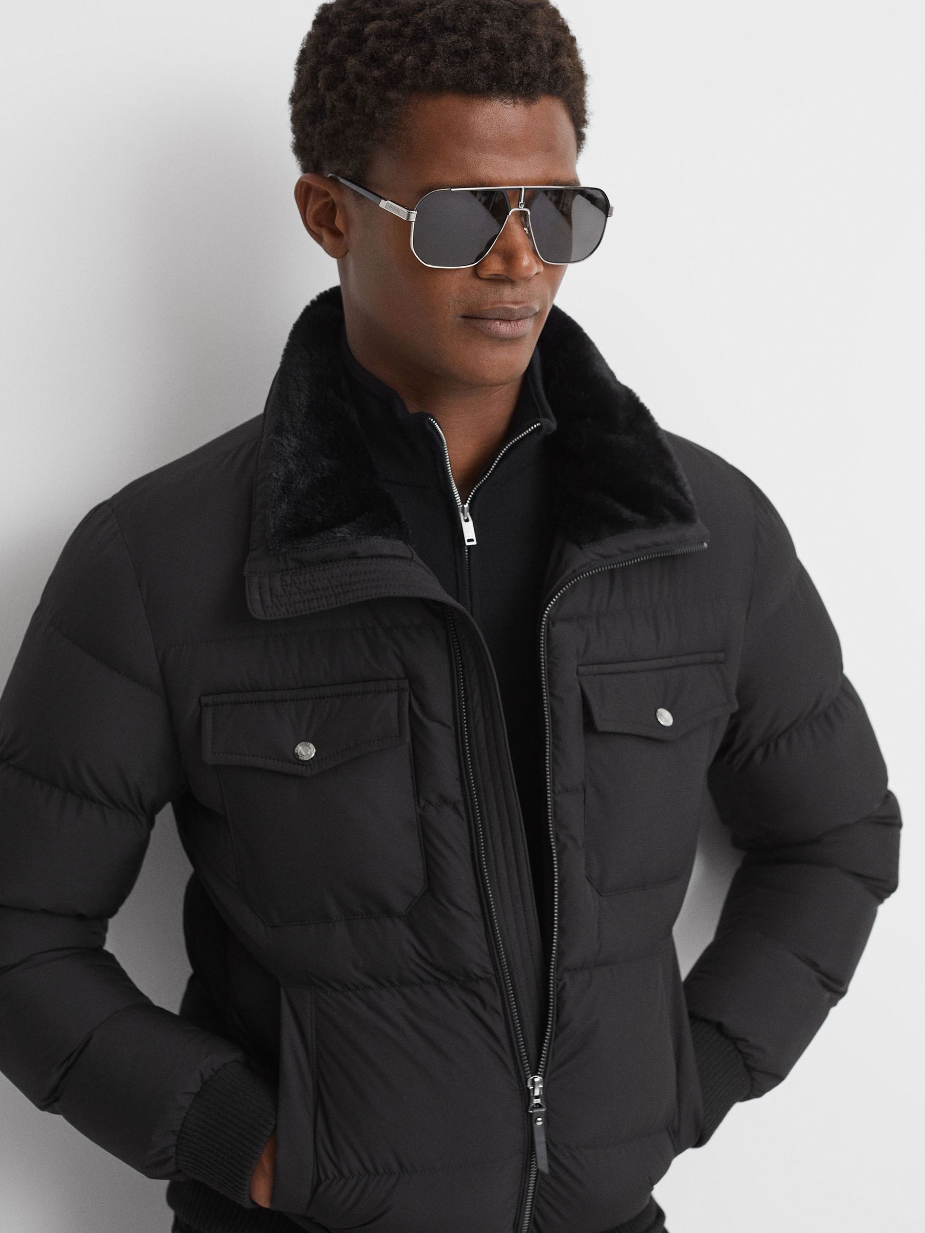 Carrera Eyewear Polarised Rectangular Sunglasses in Black