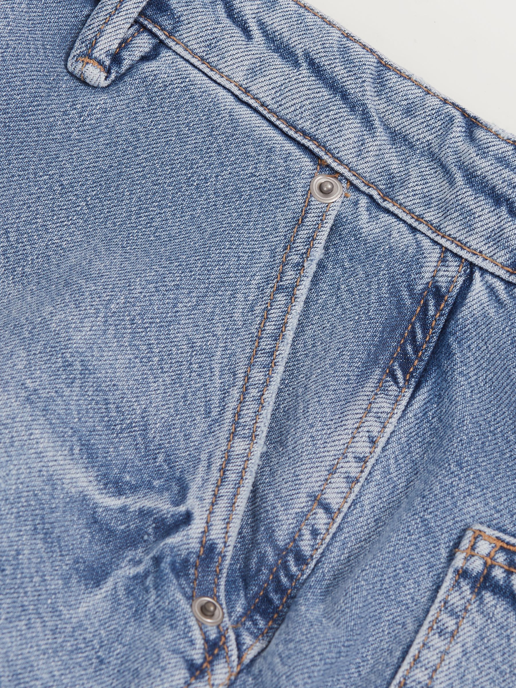 90S Long 100% Cotton Shorts in Indigo Blue