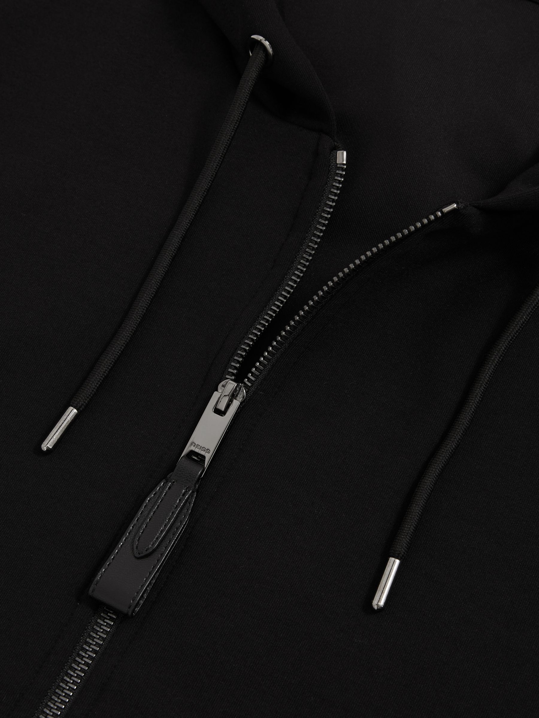 Interlock Zip-Through Hoodie in Black