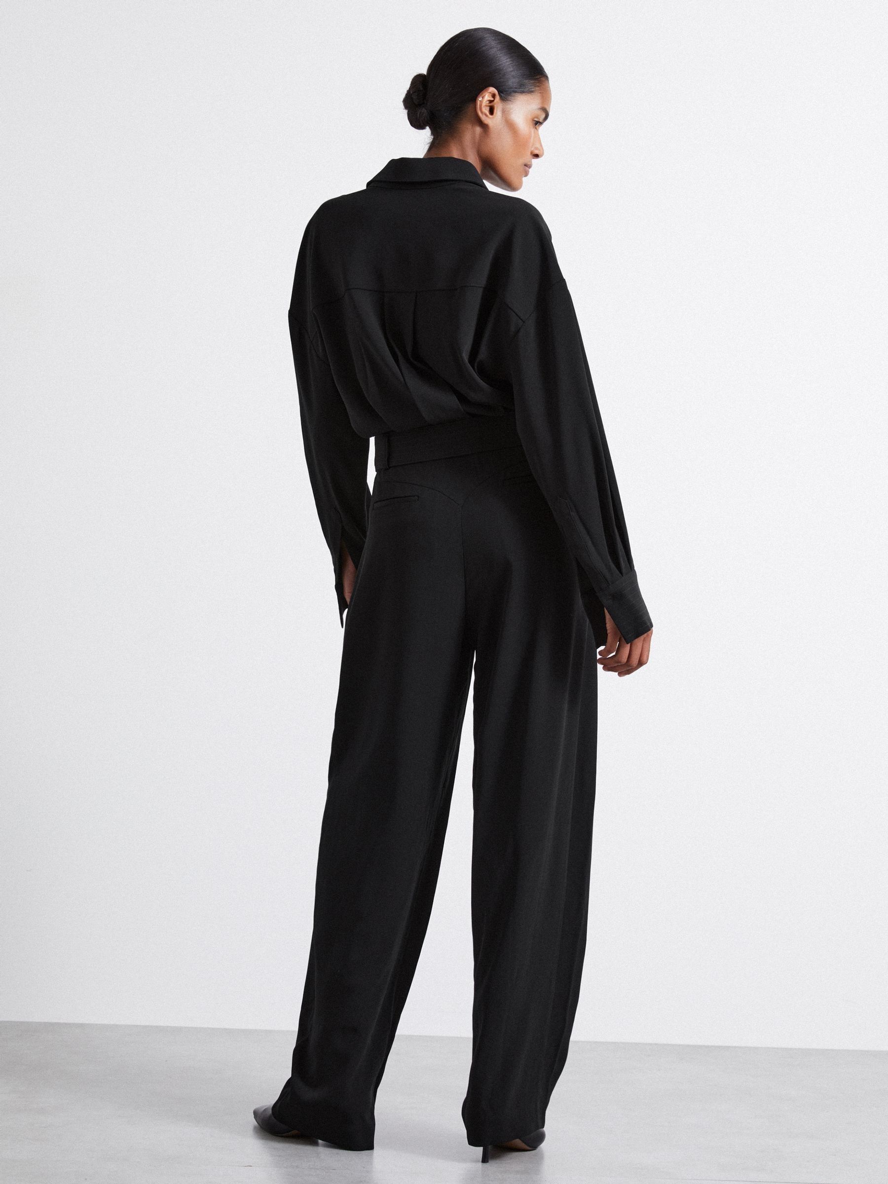 Atelier Belted Crepe Jumpsuit in Black