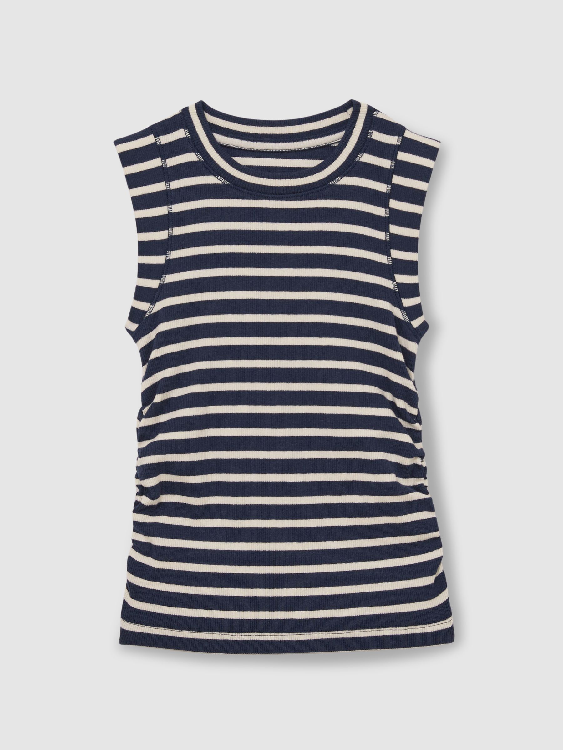 9-13 yrs Ruched Vest Top in Navy/White