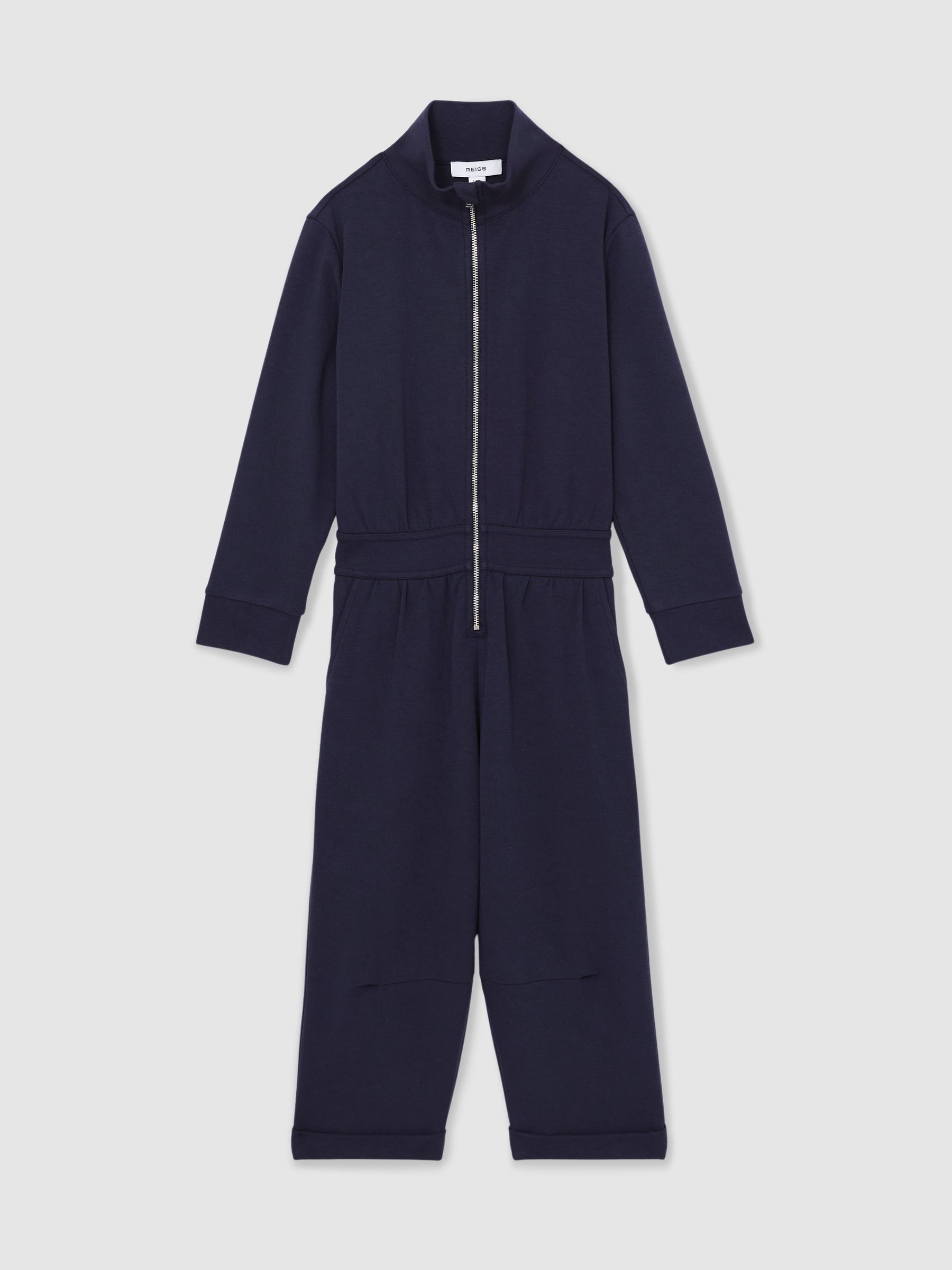 9-13 yrs Jersey High Collar Jumpsuit in Navy