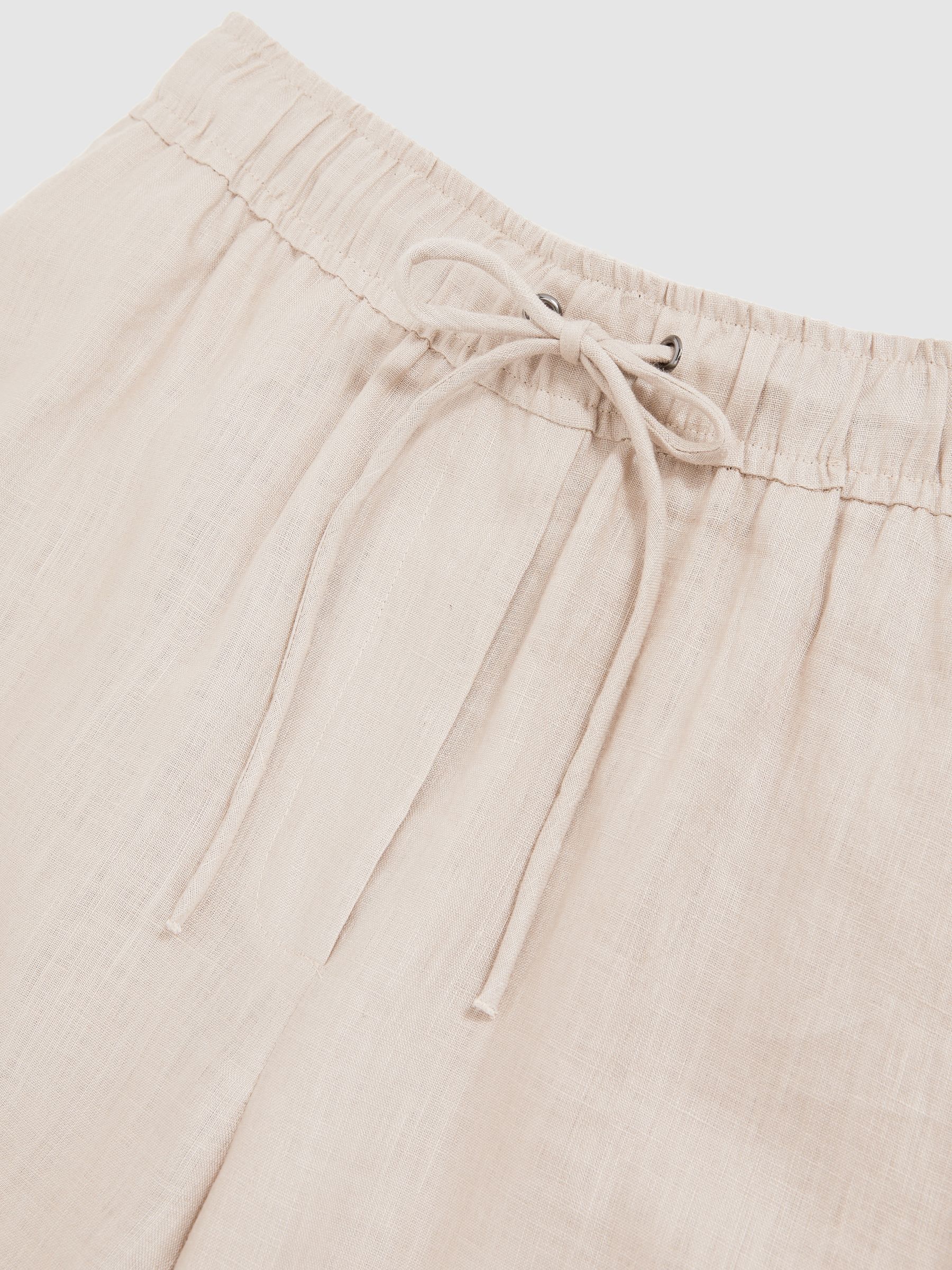 Linen-Blend Wide-Leg Trousers in Neutral