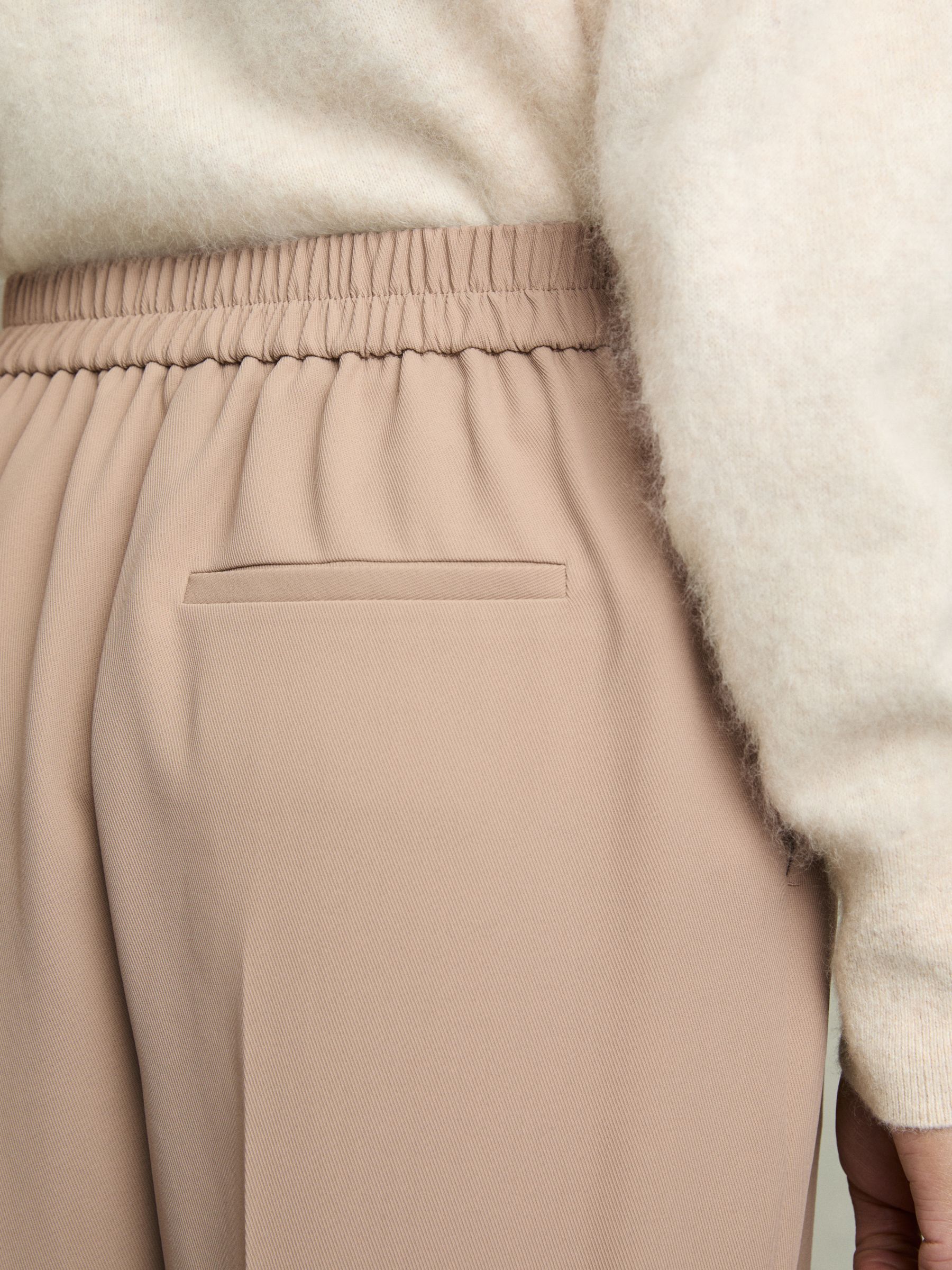 Petite Tapered Elasticated-Waist Trousers in Mink Neutral