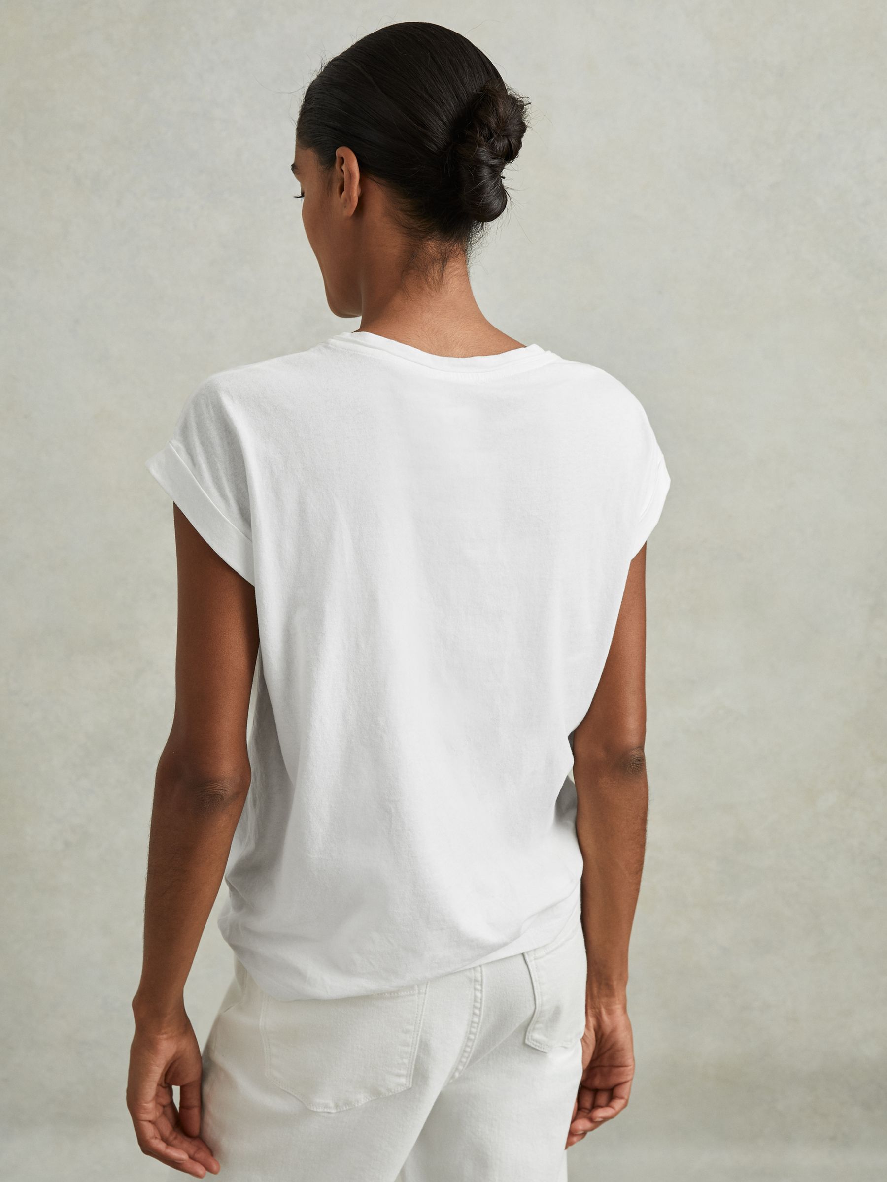 Cotton-Jersey Crew Neck T-Shirt in White