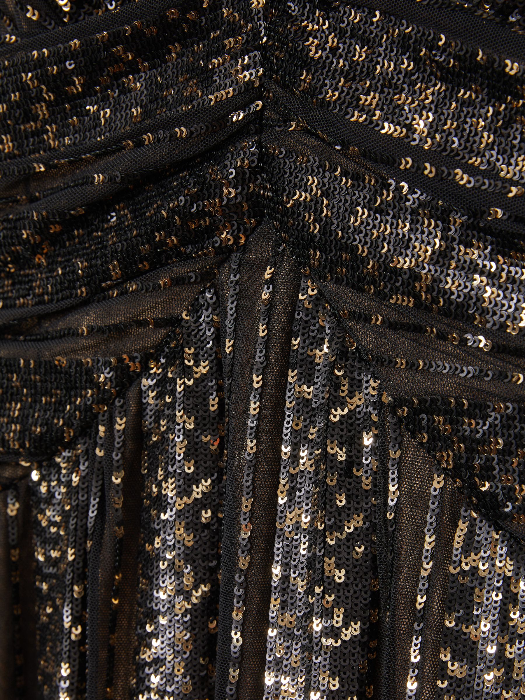 Halston Plunge Neck Sequin Maxi Dress in Black