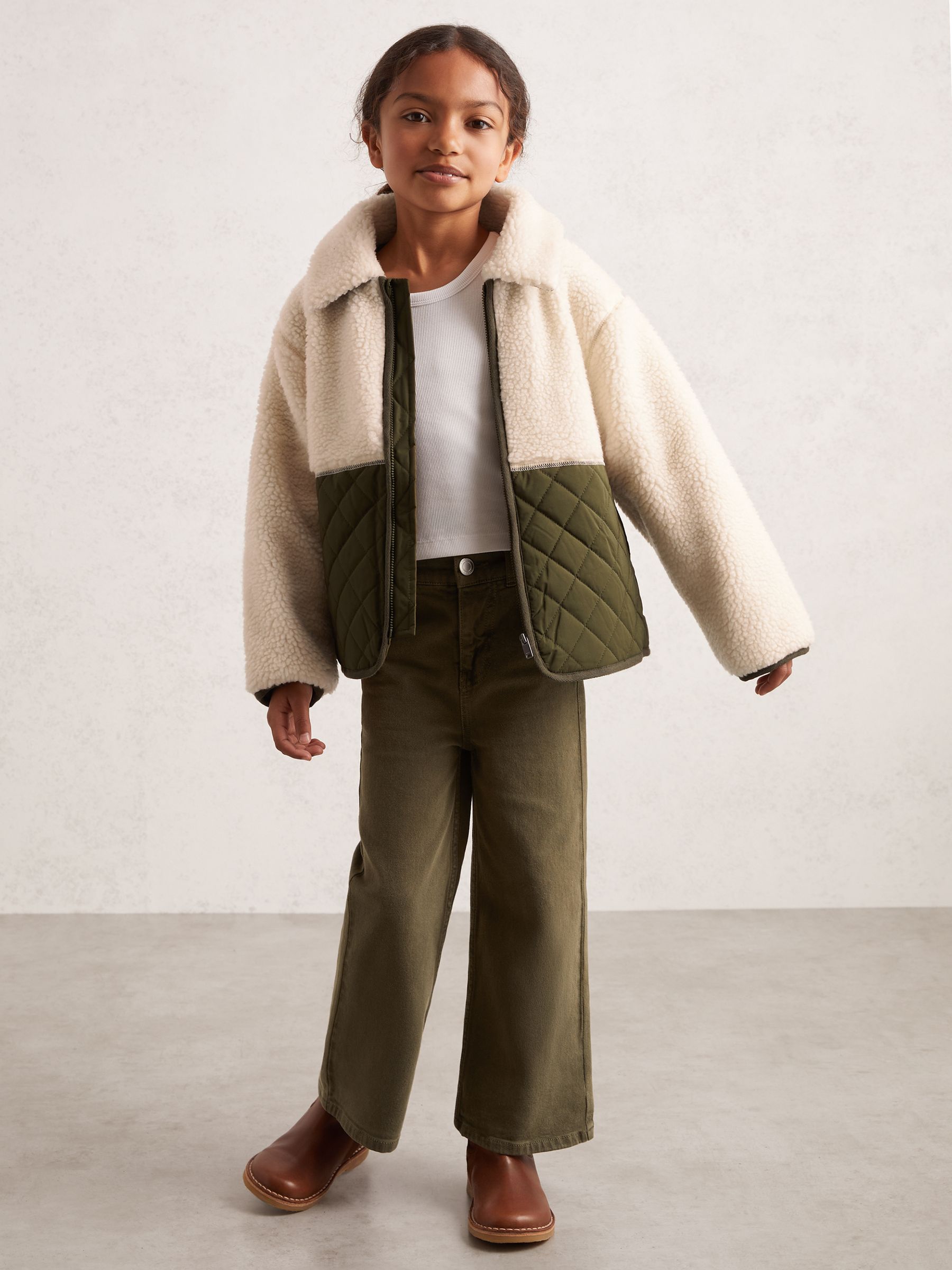 9-13 yrs Quilted Borg Jacket in Ecru