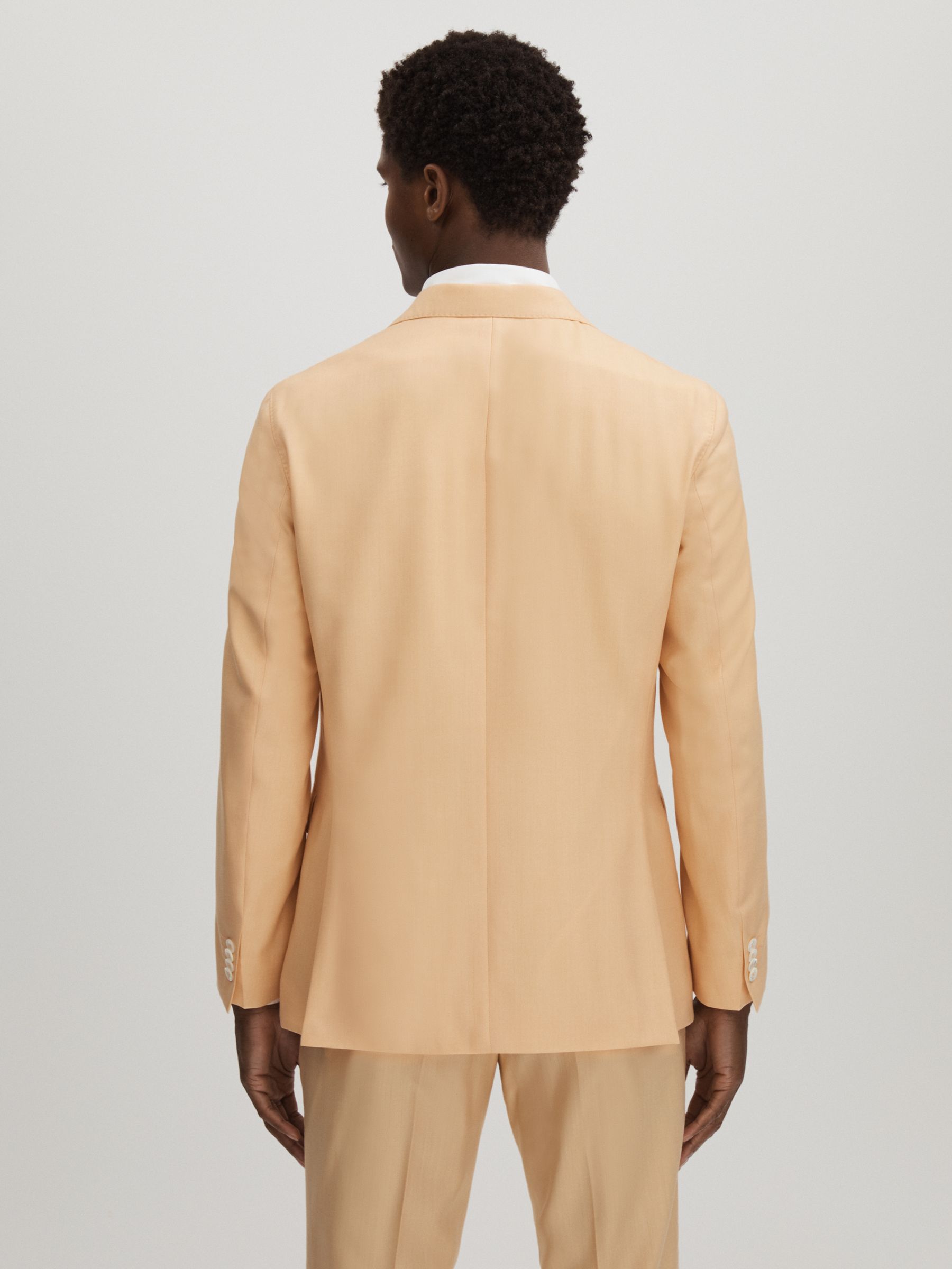 Oscar Jacobson Wool Double Breasted Blazer in Sand