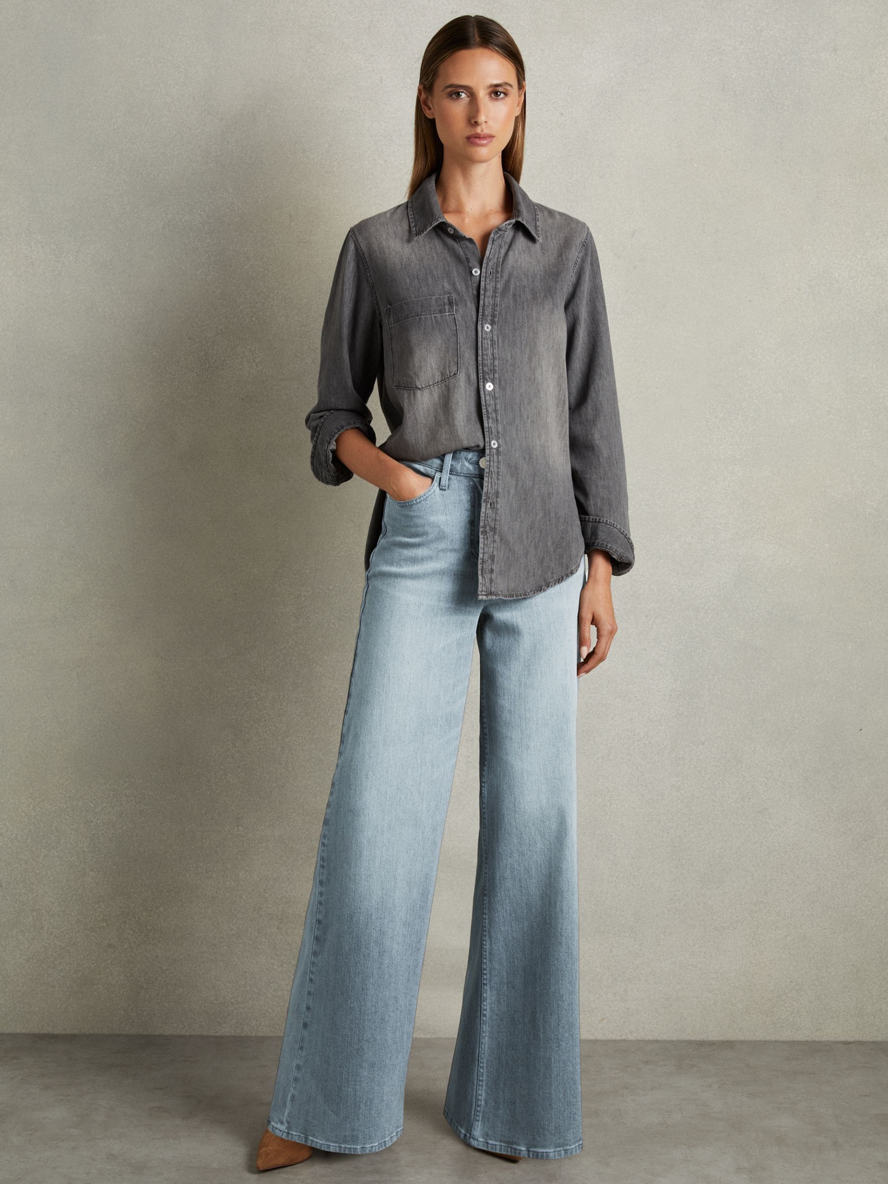Relaxed Denim Shirt in Grey