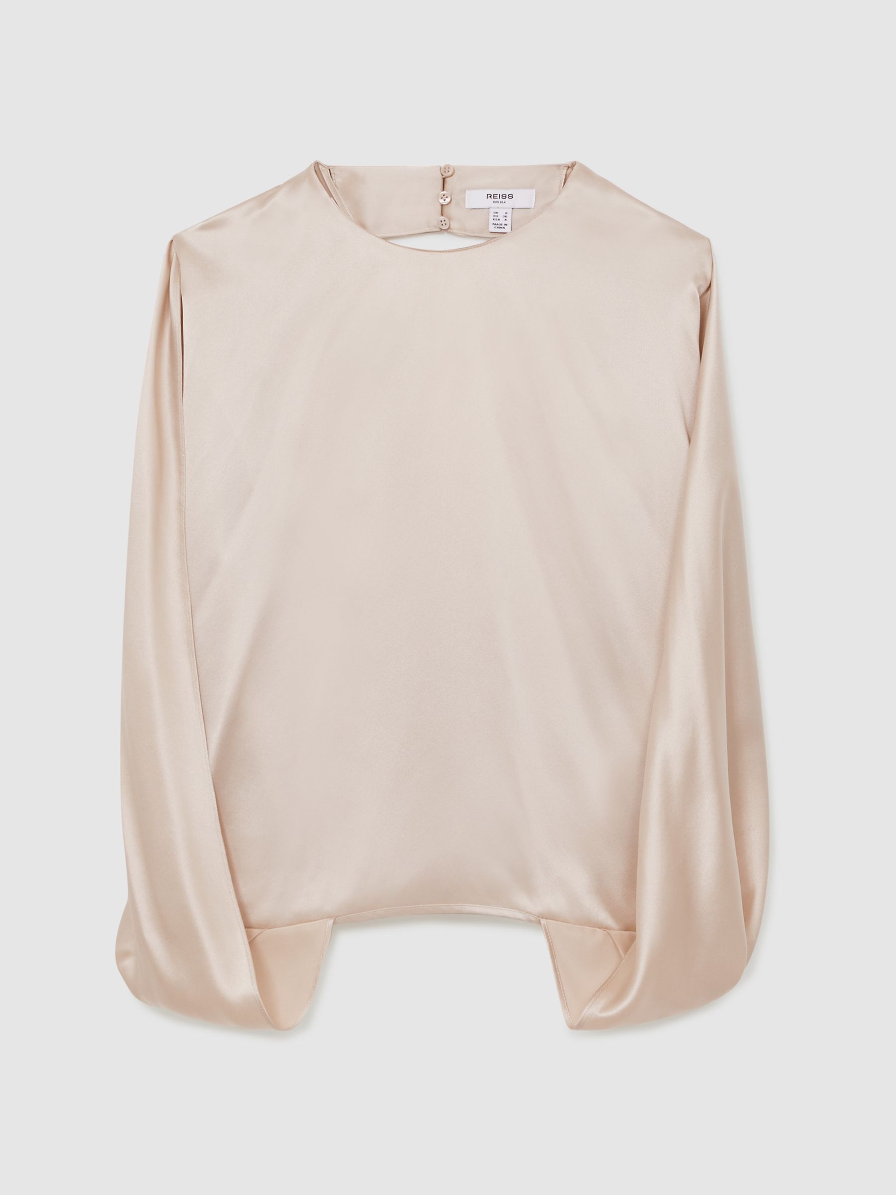 Silk Draped Sleeveless Top in Champagne Neutral