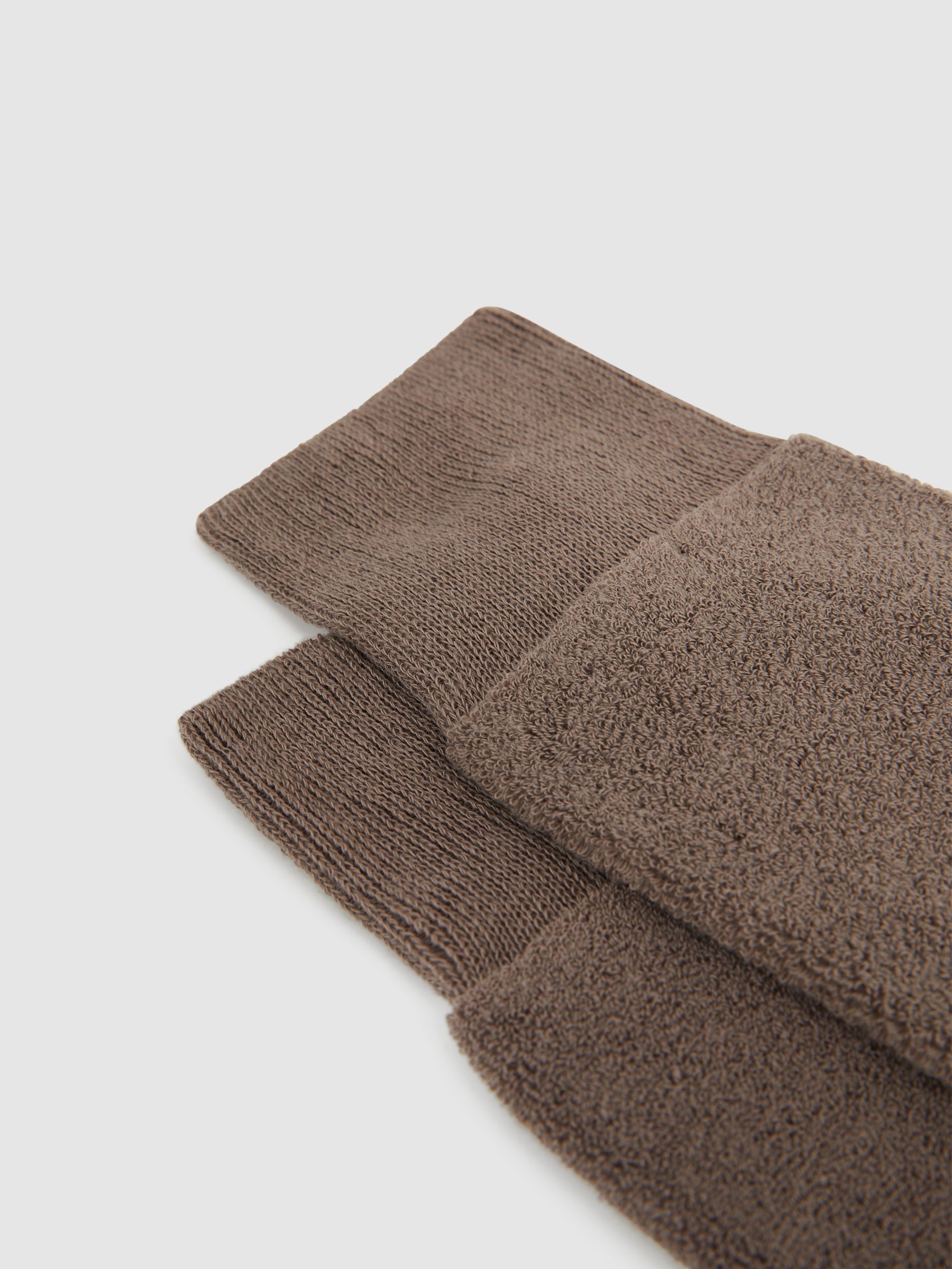 Cotton Blend Terry Towelling Socks in Taupe Melange