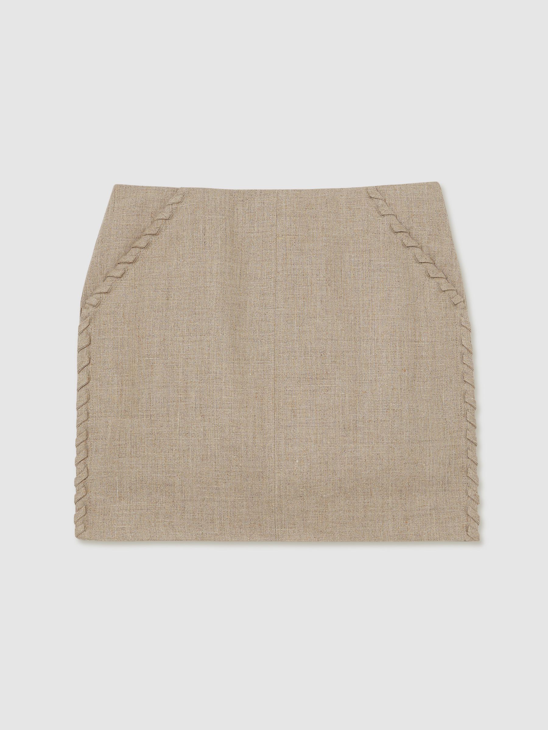 Linen Whipstitch Mini Skirt in Neutral