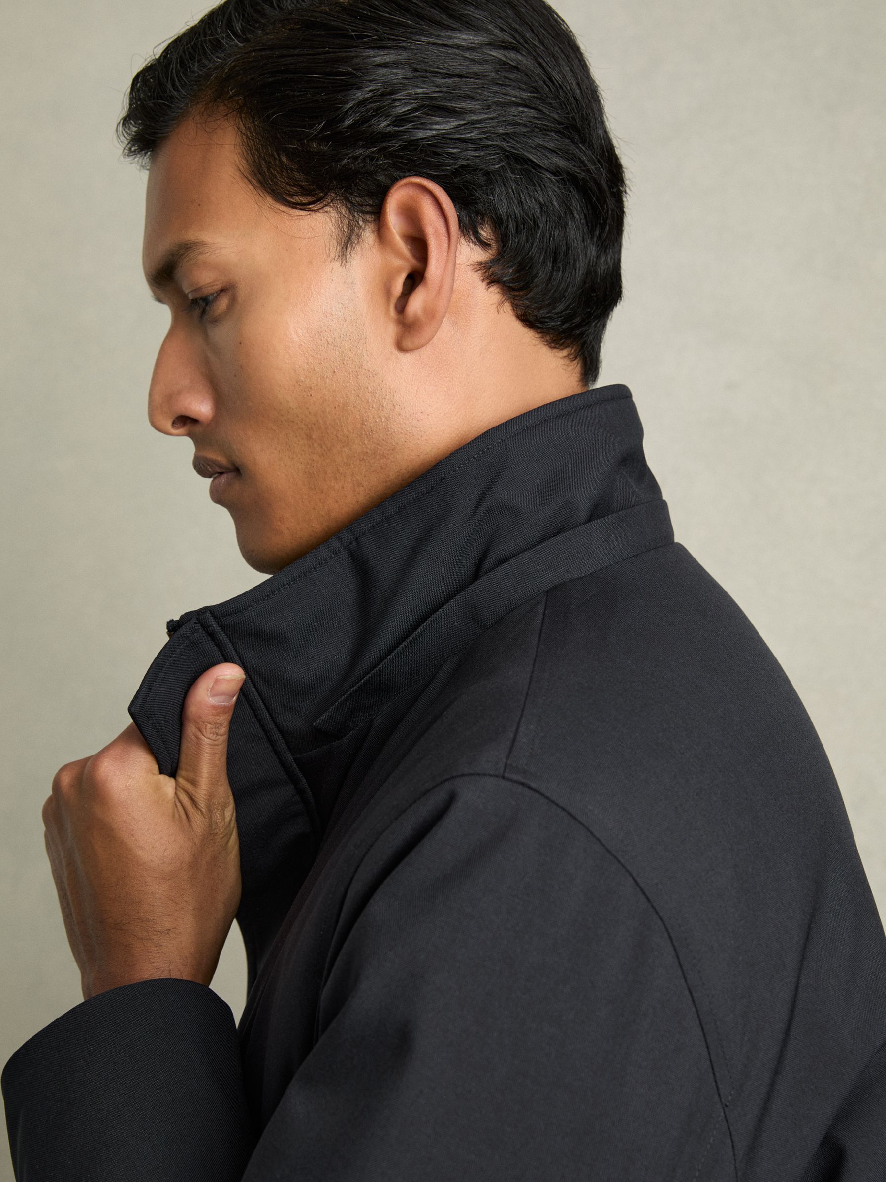 Hooded Zip-Through Padded Jacket in Navy