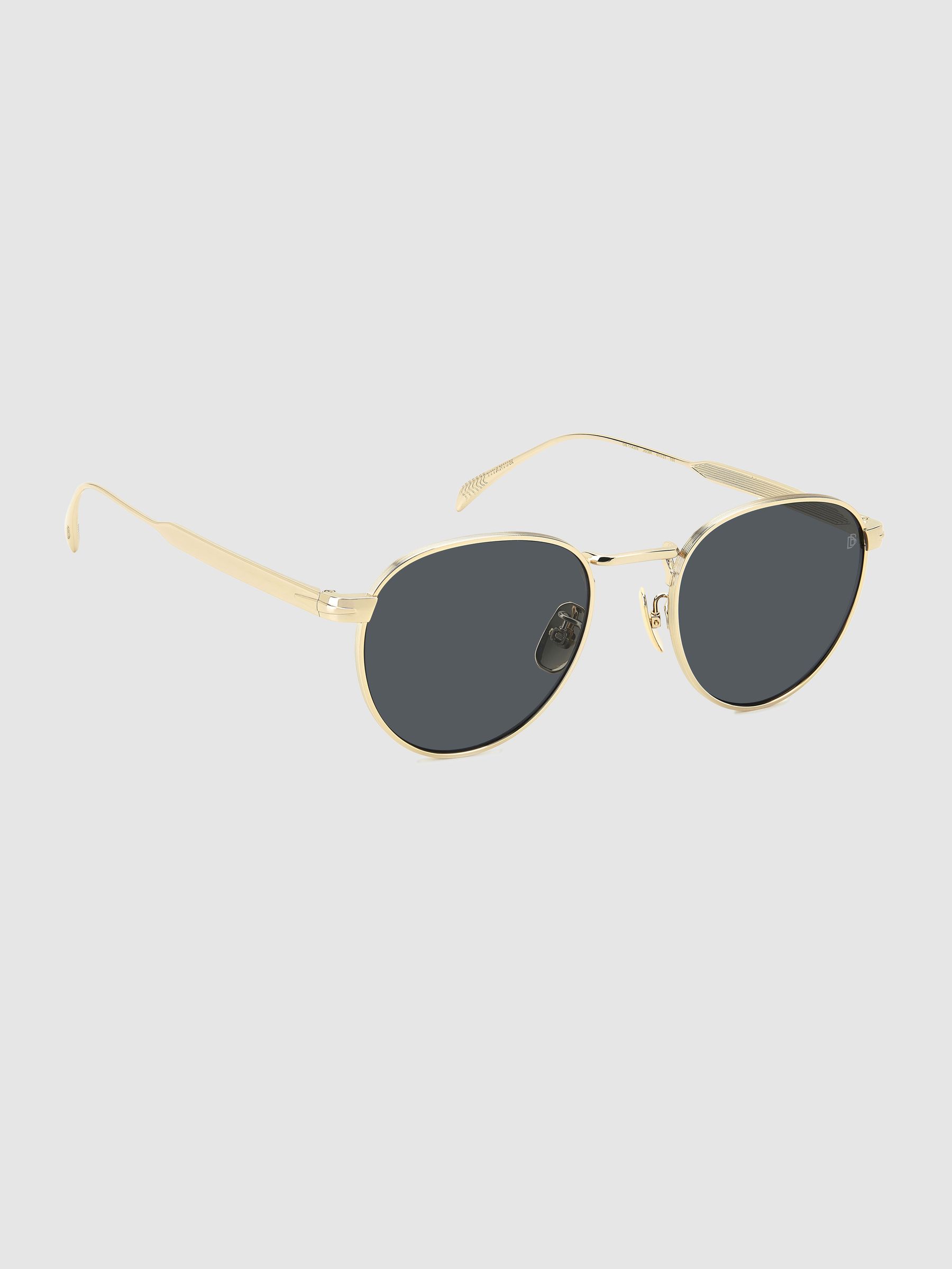 Eyewear by David Beckham Round Trim Sunglasses in Gold/Black