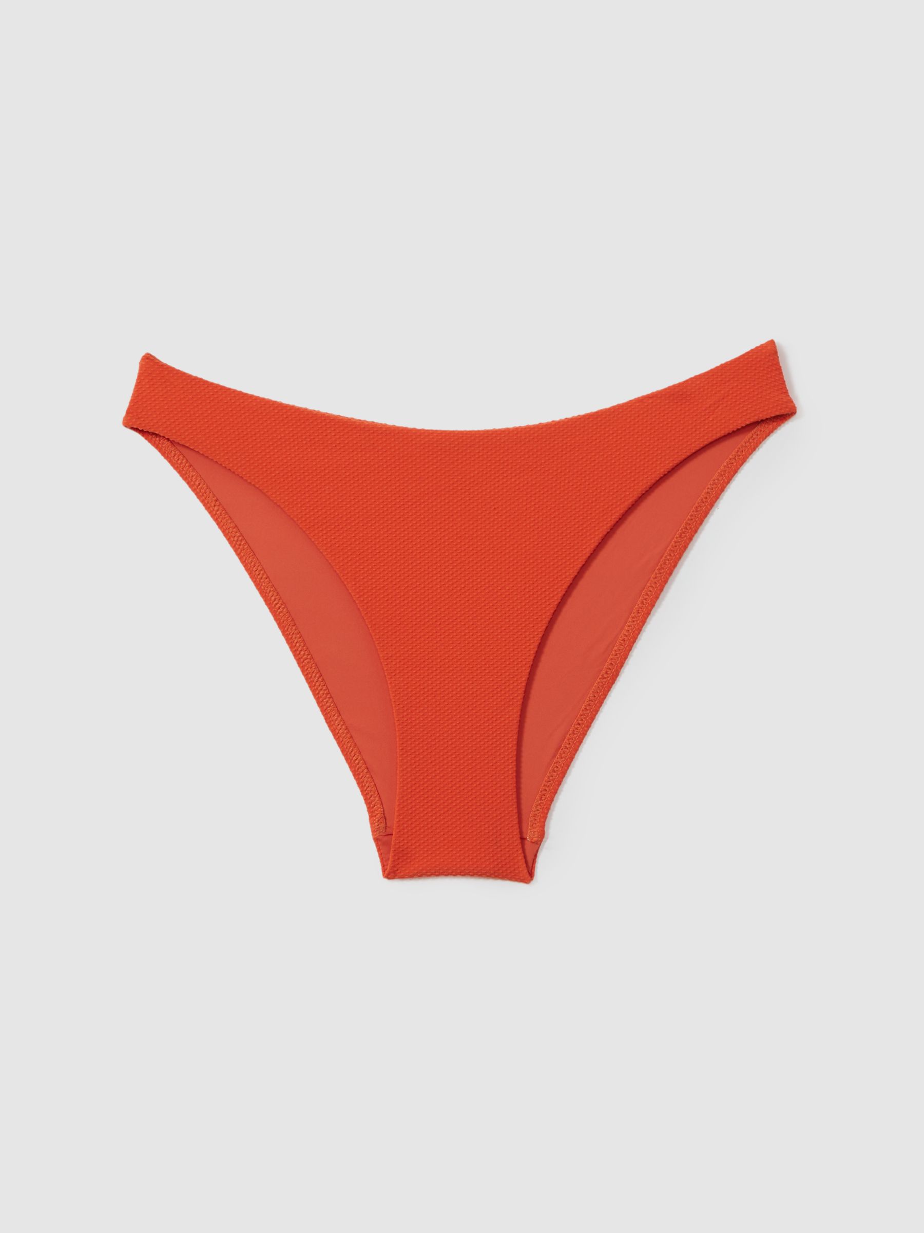 Textured High Rise Bikini Bottoms in Orange