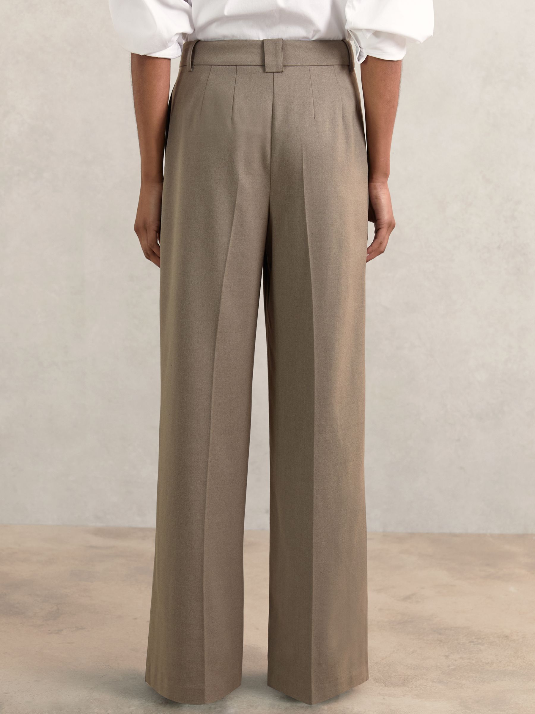 Wide Leg Pleated Trousers in Neutral