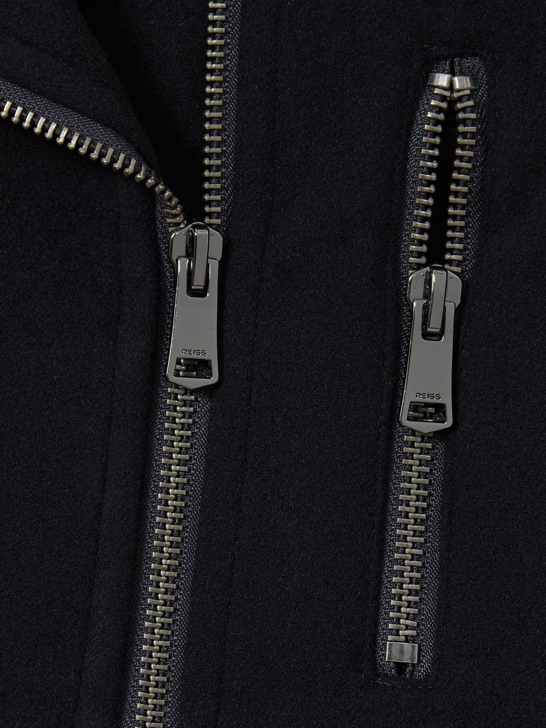 Wool-Blend Biker Jacket in Navy