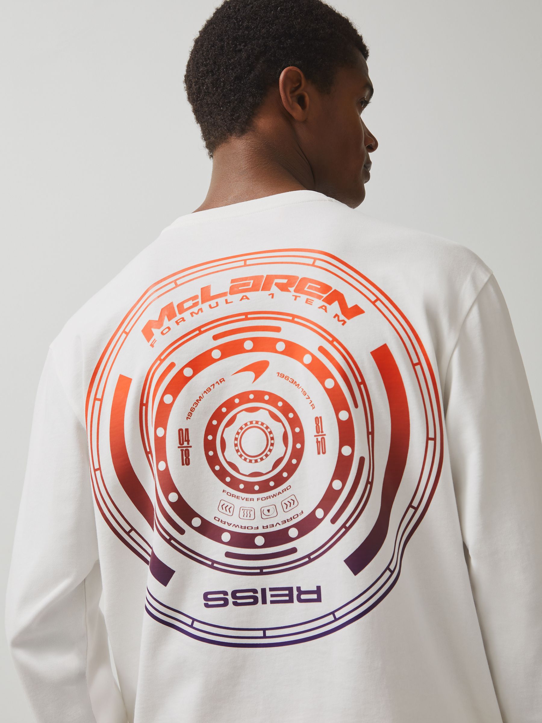 Unisex Fit McLaren F1 Team Tyre-Print T-Shirt in White