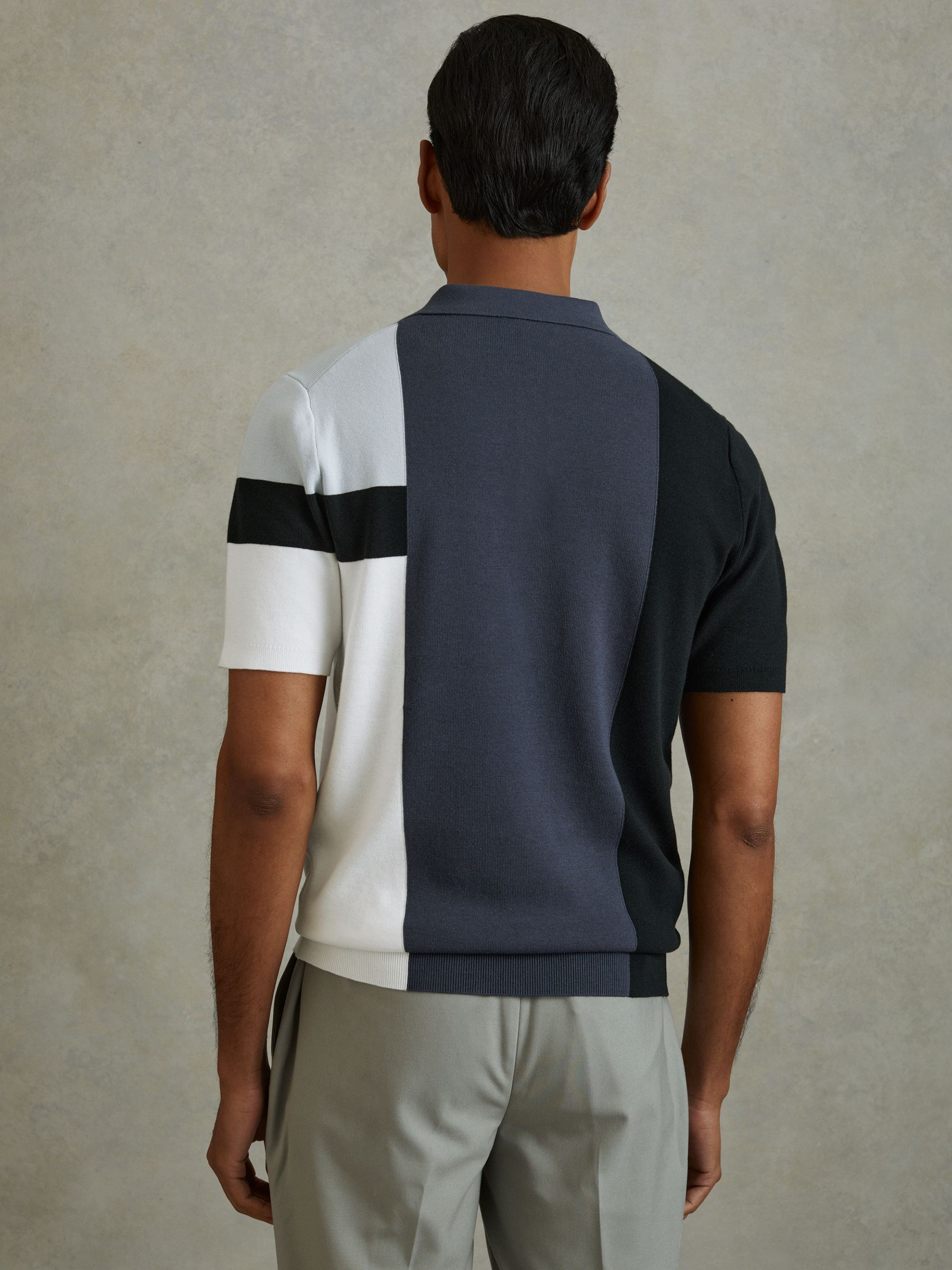 Colourblock Polo Shirt in Blue Multi
