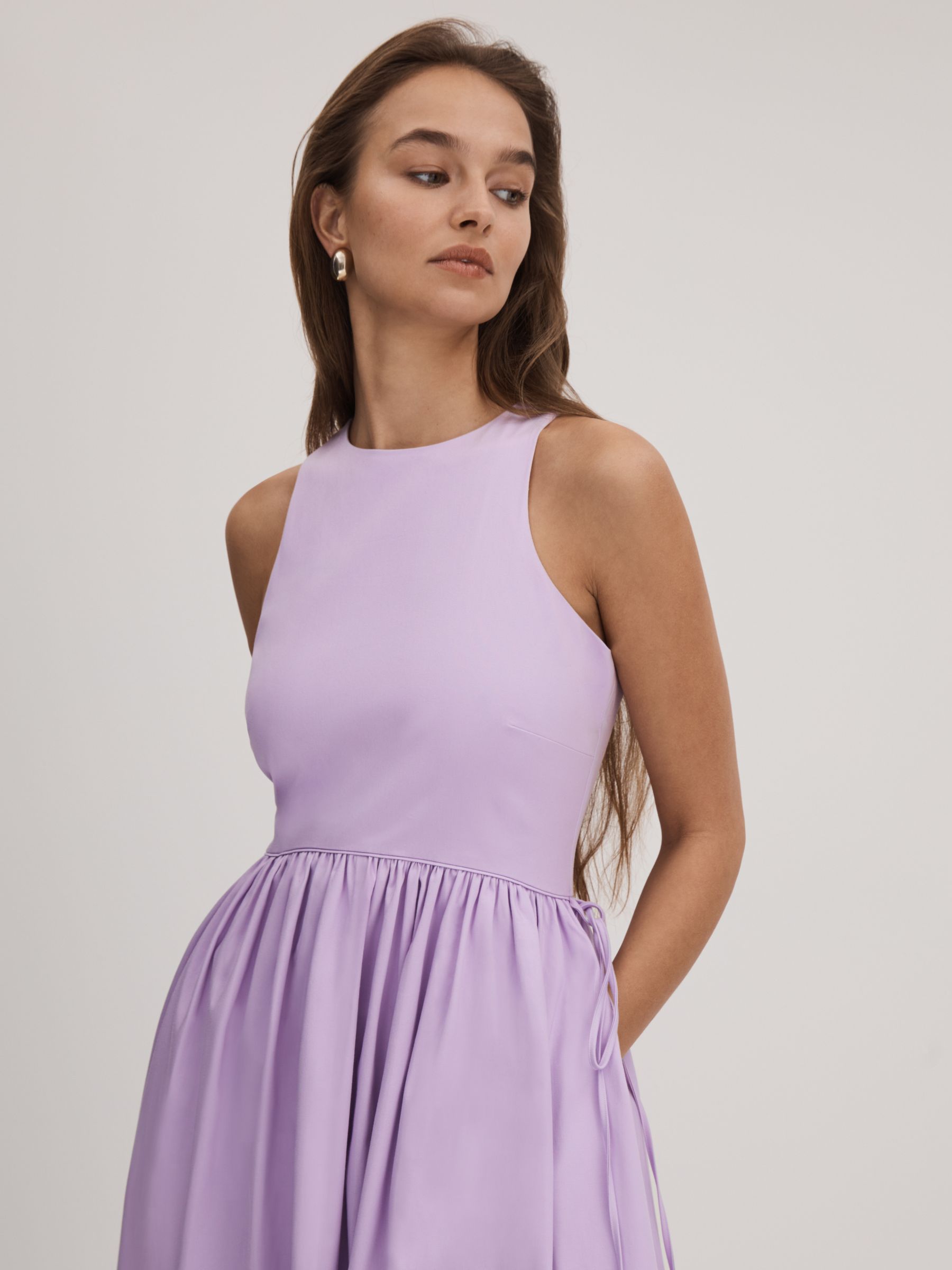 Florere Side Tie Midi Dress in Lilac