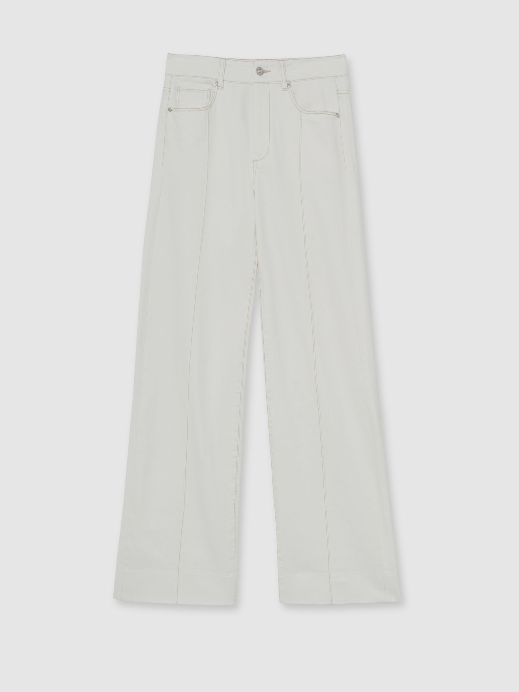 Paige Ecru Wide Leg Pintuck Jeans in Ecru